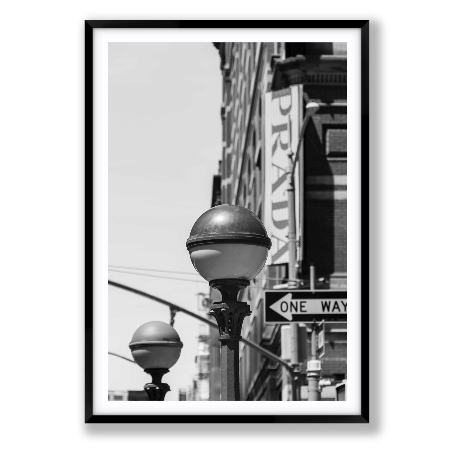 Subway Style New York NYC Black & White wall art Statement fine art print in black frame with matboard