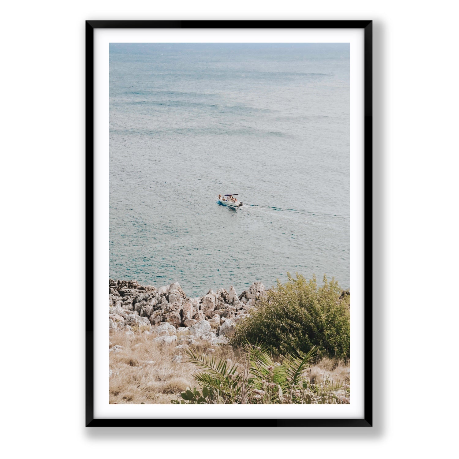 Puglian Departure Puglia coastal Italian wall art Statement fine art print in black frame with matboard