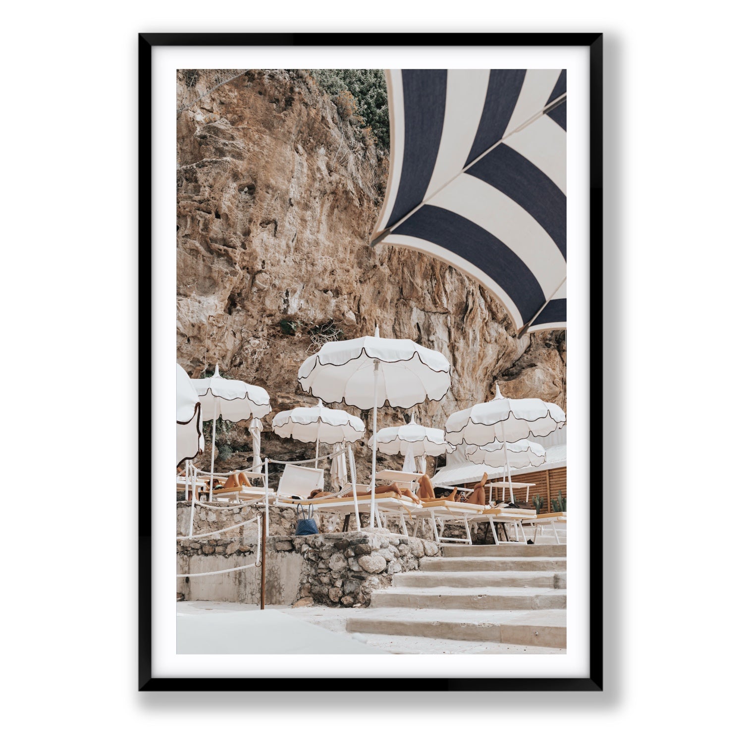 Rocky Refuge fine art print, Positano, Italy, Statement, Black Frame · Matboard, Fine Art Print