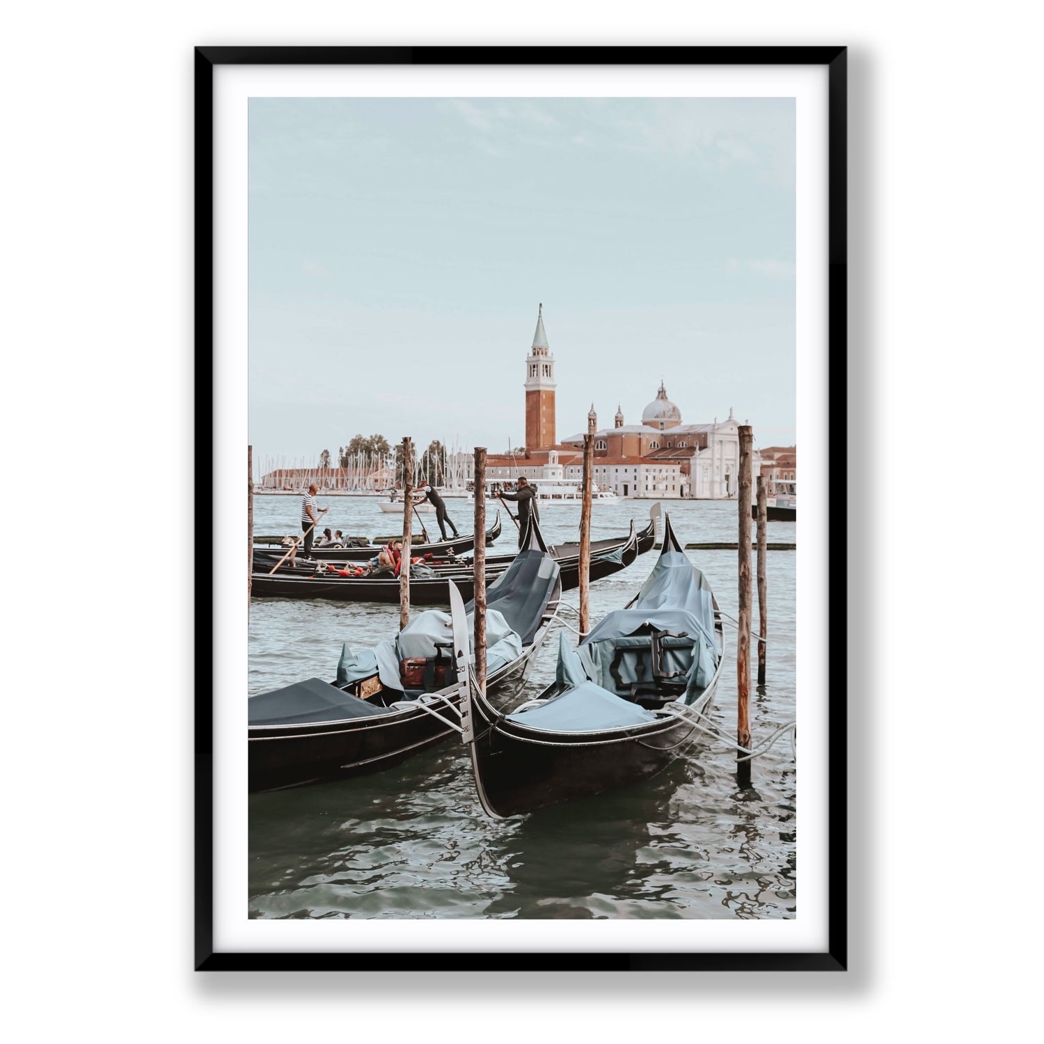 Italian Commute Venice Italian Mediterranean decor wall art Statement fine art print in black frame with matboard