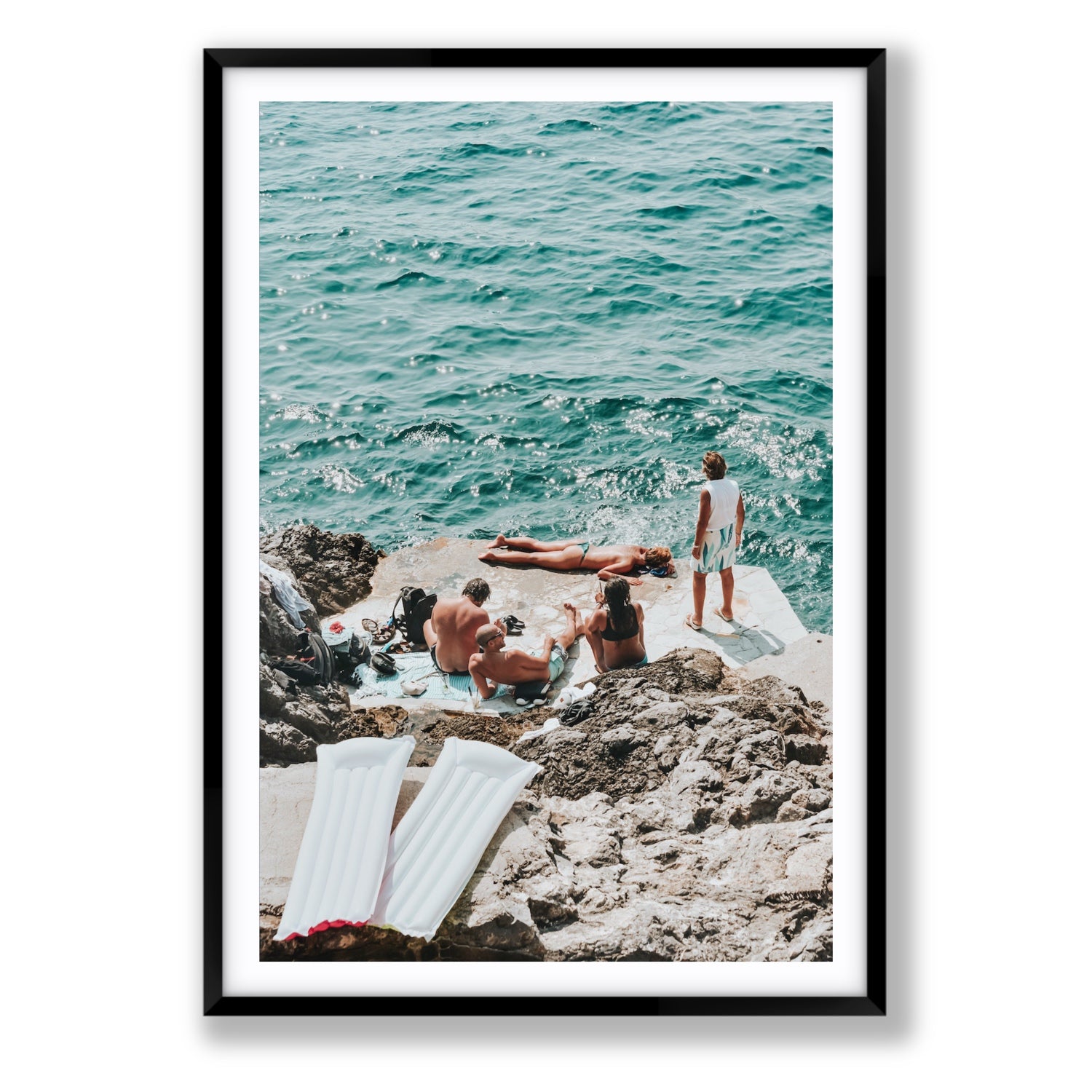 Gli Amici Praiano Amalfi Coast coastal wall art Statement fine art print in black frame with matboard