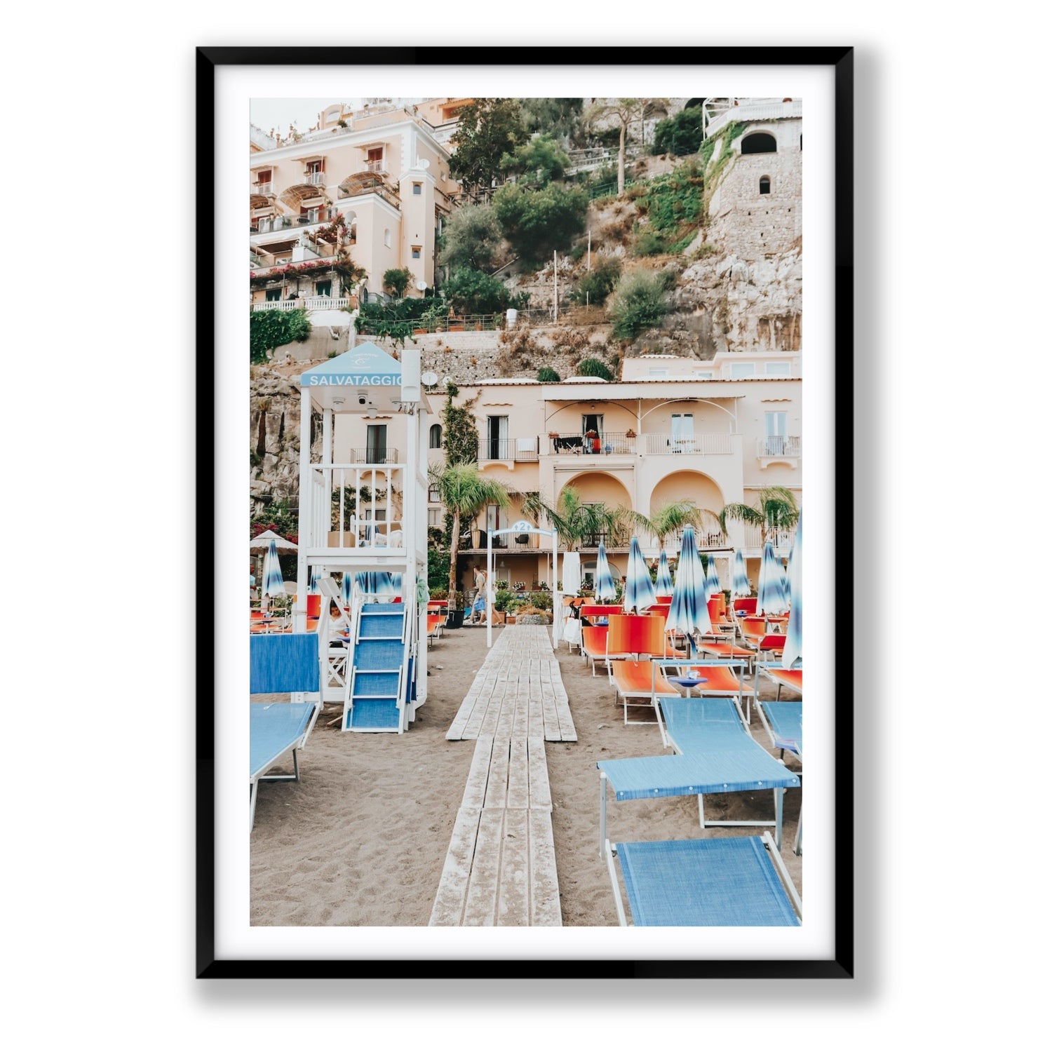 Torre Di Salvataggio fine art print, Positano, Italy, Statement, Black Frame · Matboard, Fine Art Print