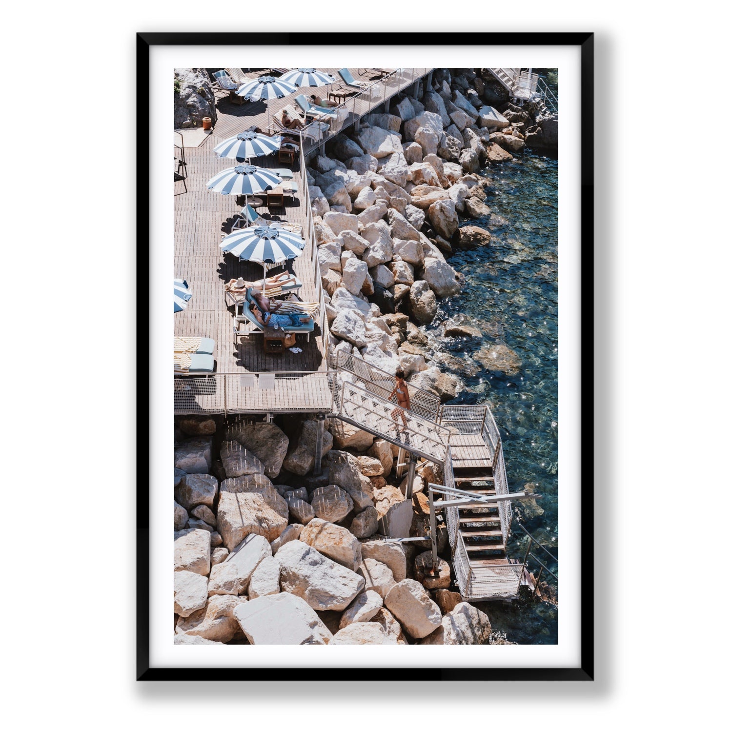 Life On The Shore fine art print, Ischia, Italy, Statement, Black Frame · Matboard, Fine Art Print