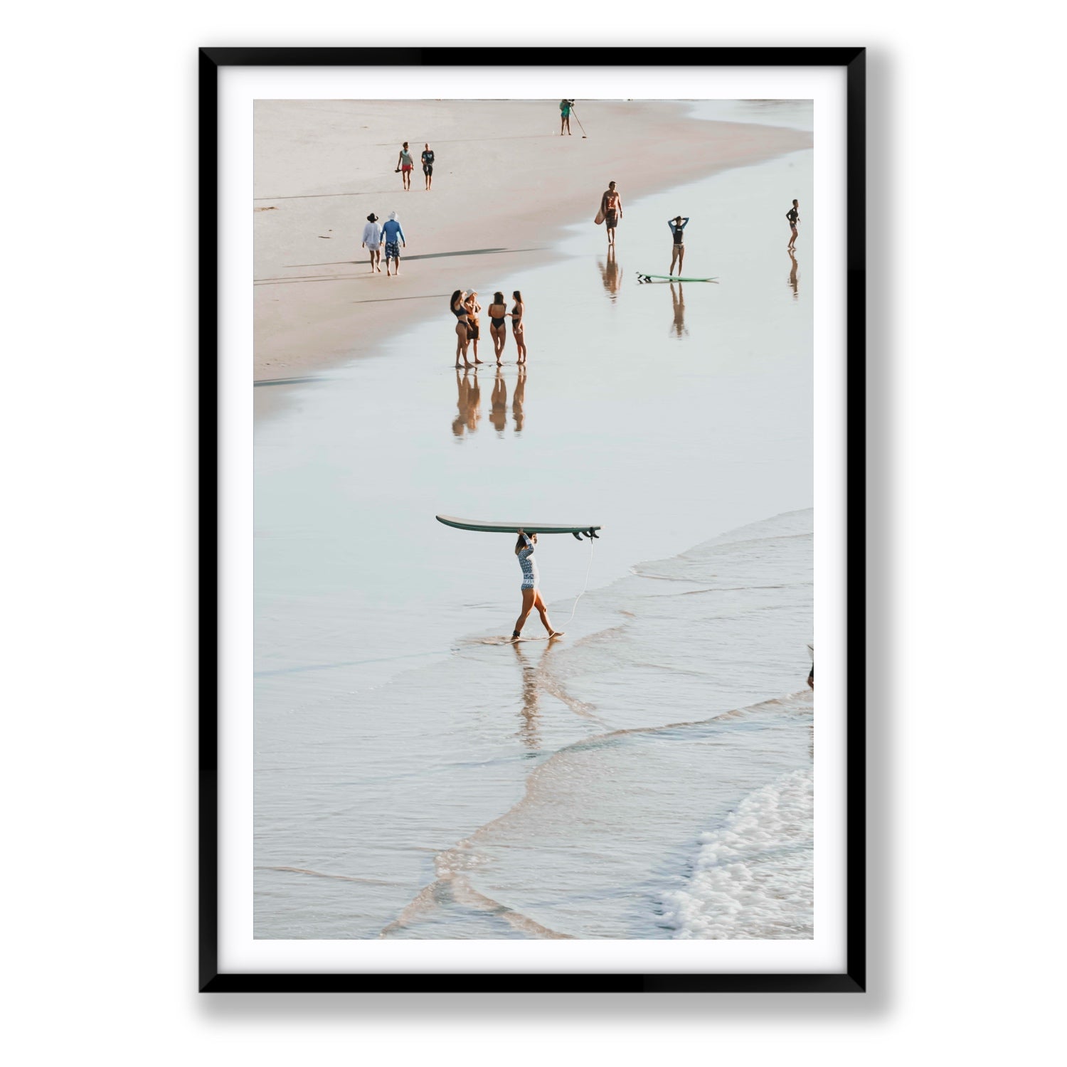 Bailey Byron Bay beach coastal decor wall art Statement fine art print in black frame with matboard