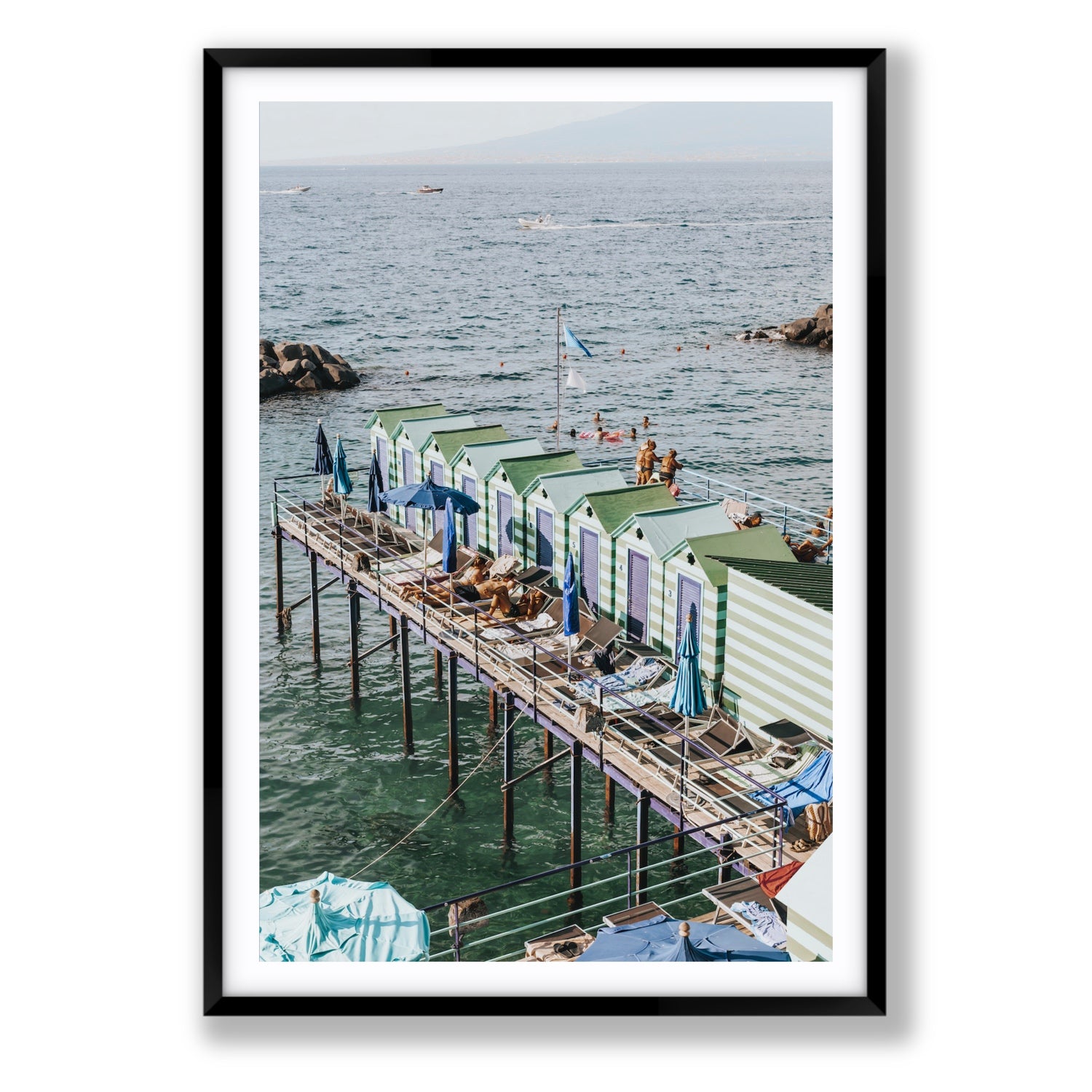 Cabine da Spiaggia fine art print, Sorrento, Italy, Statement, Black Frame · Matboard, Fine Art Print