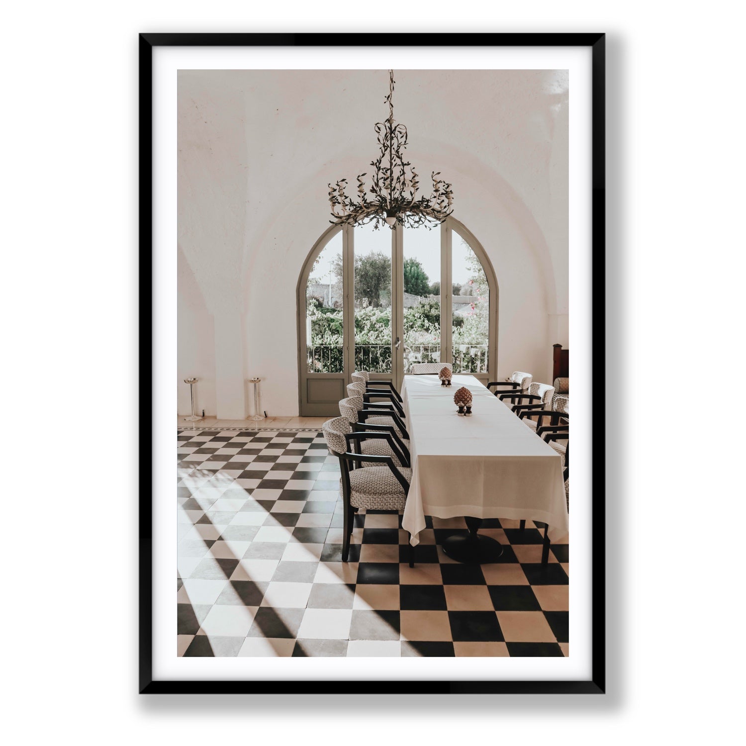 Sunbeam Feast Puglia Wall Italian fine art print Statement fine art print in black frame with matboard