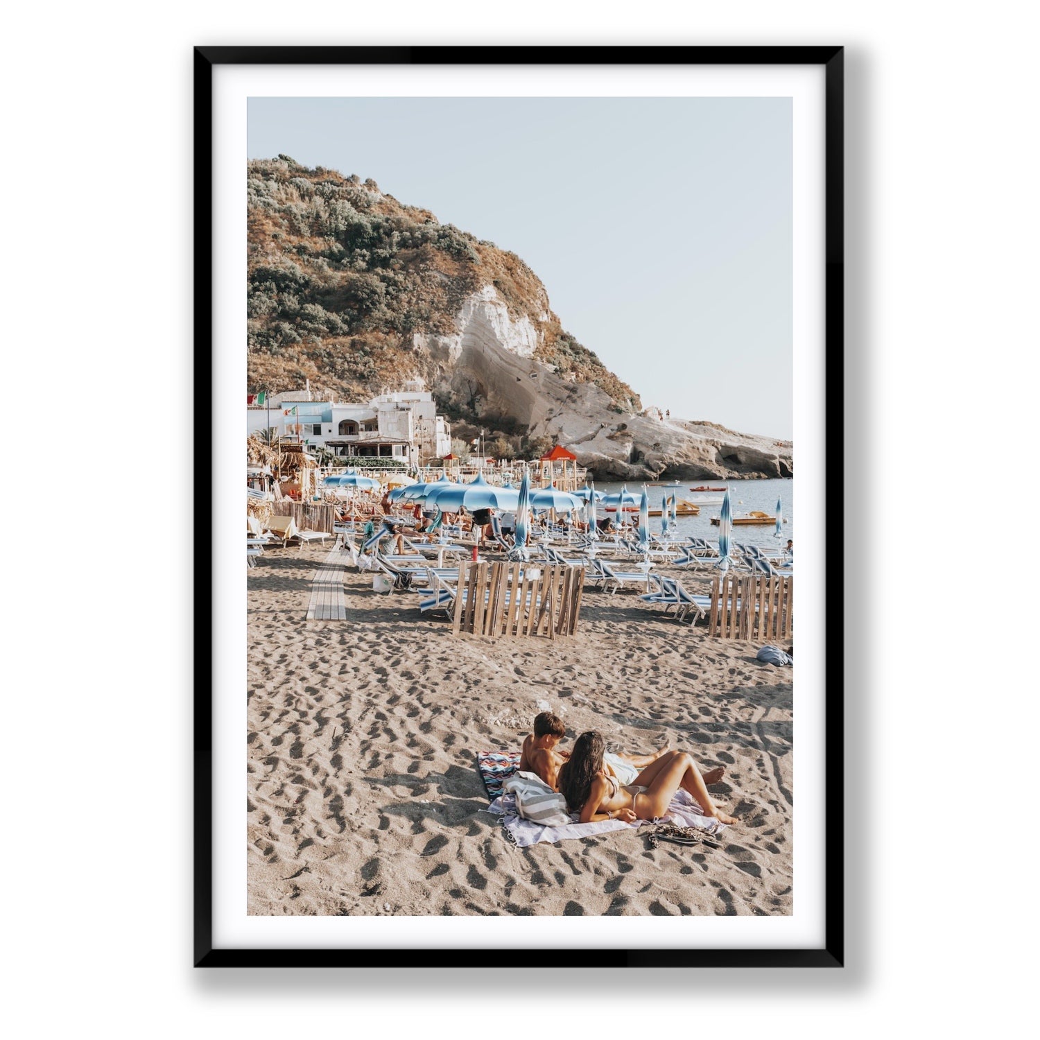 Beach Buddies fine art print, Ischia, Italy, Statement, Black Frame · Matboard, Fine Art Print