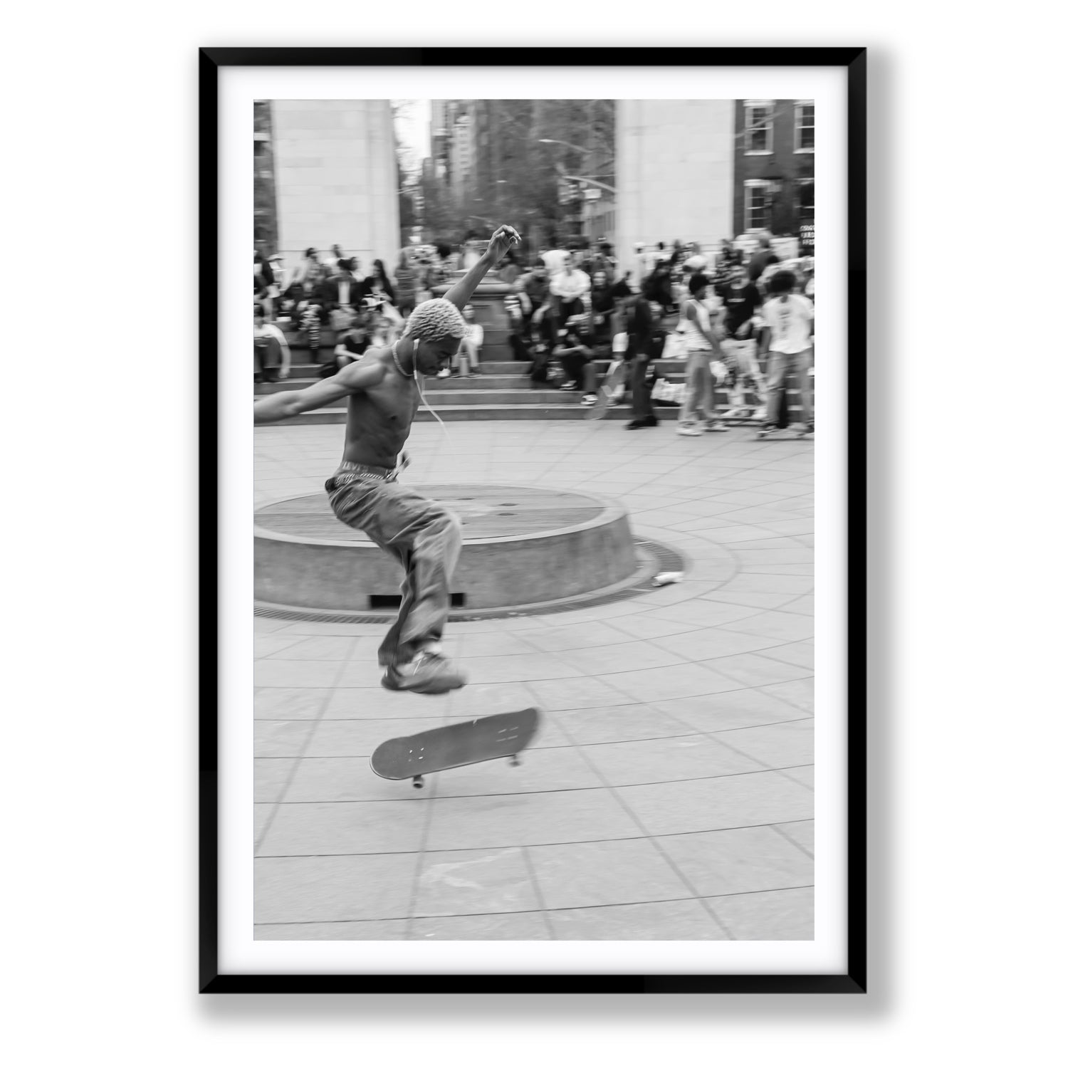 Airborne Rhythms New York NYC Black & White wall art Statement fine art print in black frame with matboard