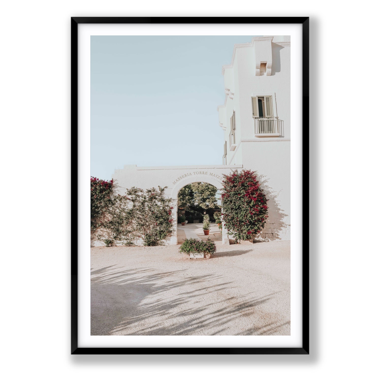 Villa Retreat fine art print, Puglia, Italy, Statement, Black Frame · Matboard, Fine Art Print