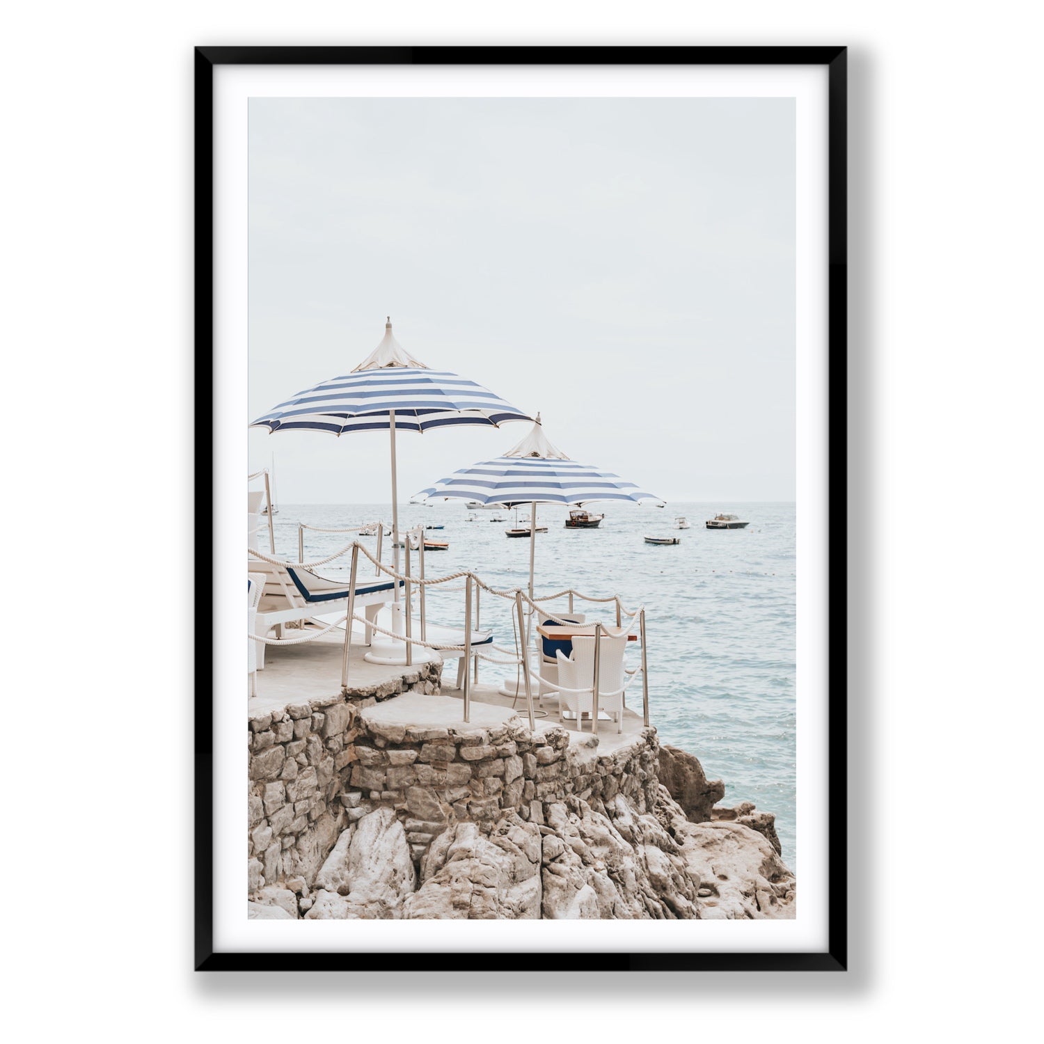 La Scogliera fine art print, Positano, Italy, Statement, Black Frame · Matboard, Fine Art Print