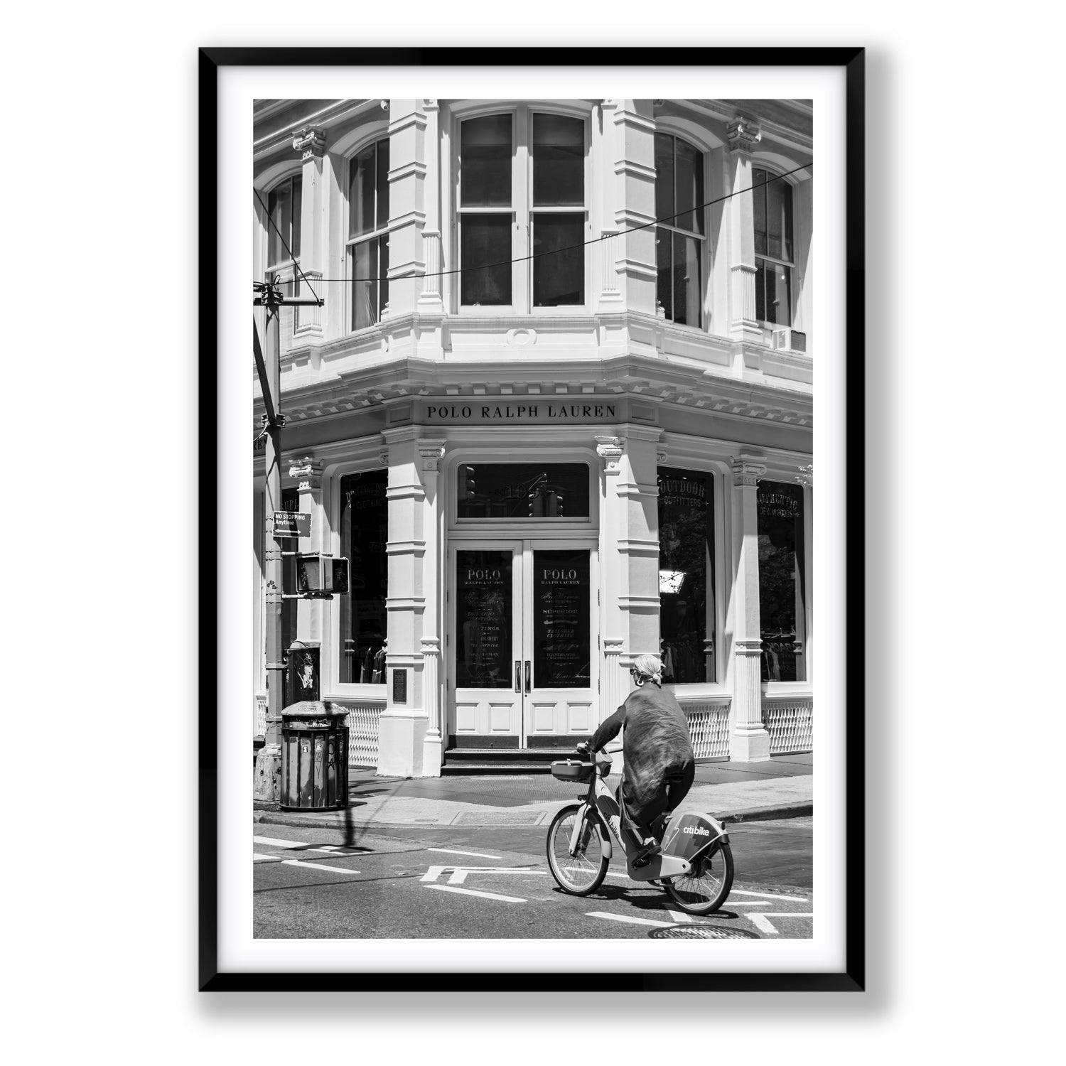 Downtown Rider New York NYC Black & White wall art Statement fine art print in black frame with matboard
