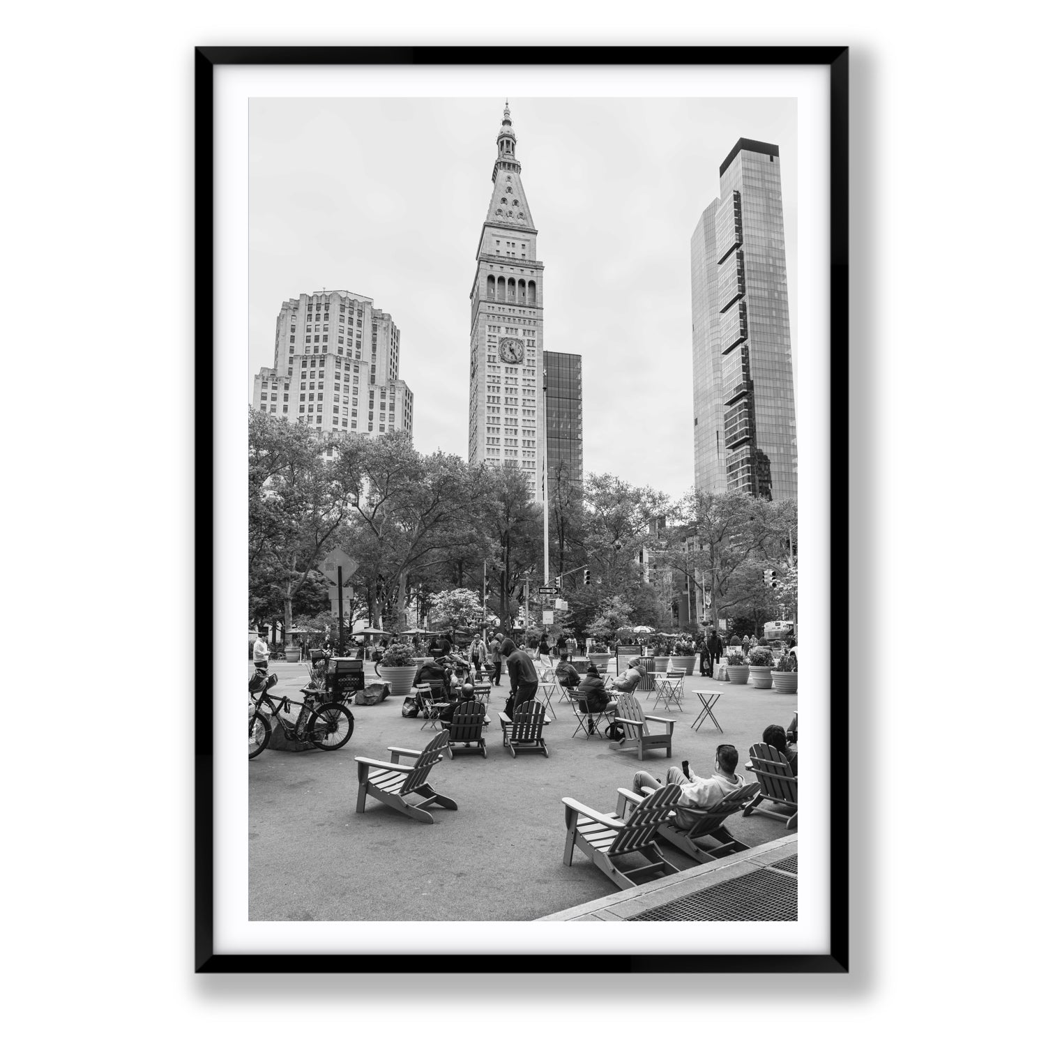 Timeless New York New York NYC Black & White wall art Statement fine art print in black frame with matboard