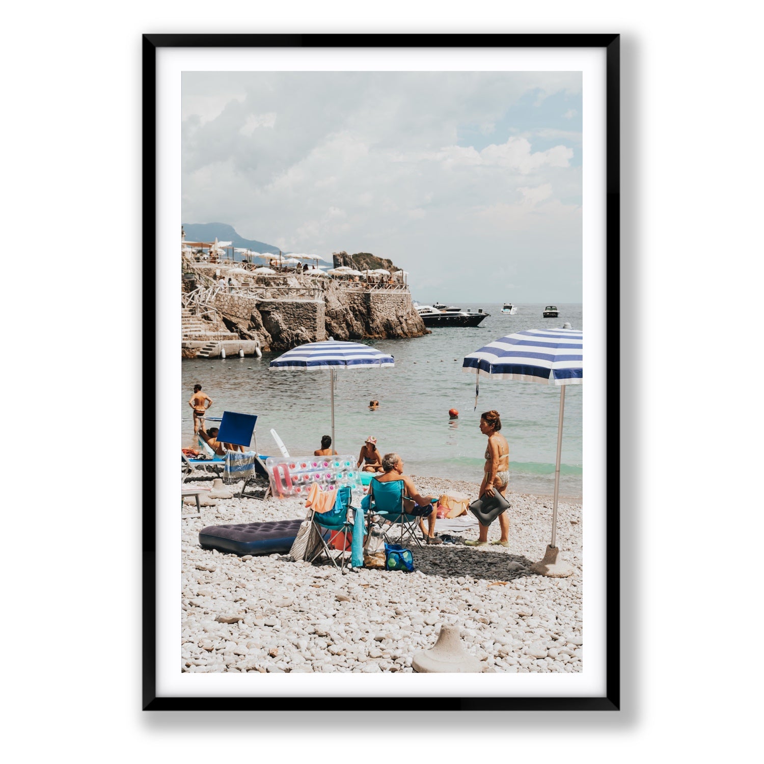 Couple Goals Nerano Amalfi Coast coastal wall art Statement fine art print in black frame with matboard