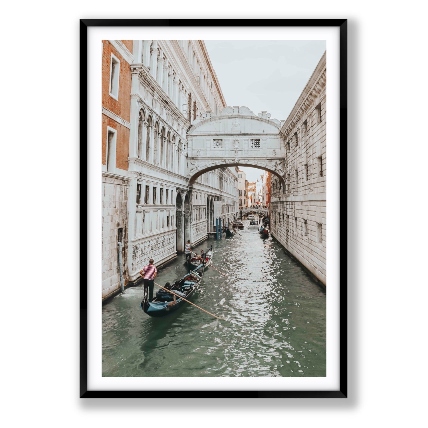 Bridge of Sighs Venice Gondola Italian wall art Statement fine art print in black frame with matboard