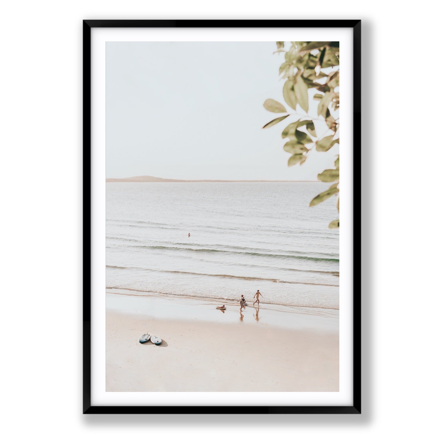 Walking On Sunshine fine art print, Noosa, Australia, coastal scenes artwork, Statement, Black Frame · Matboard, Fine Art Print