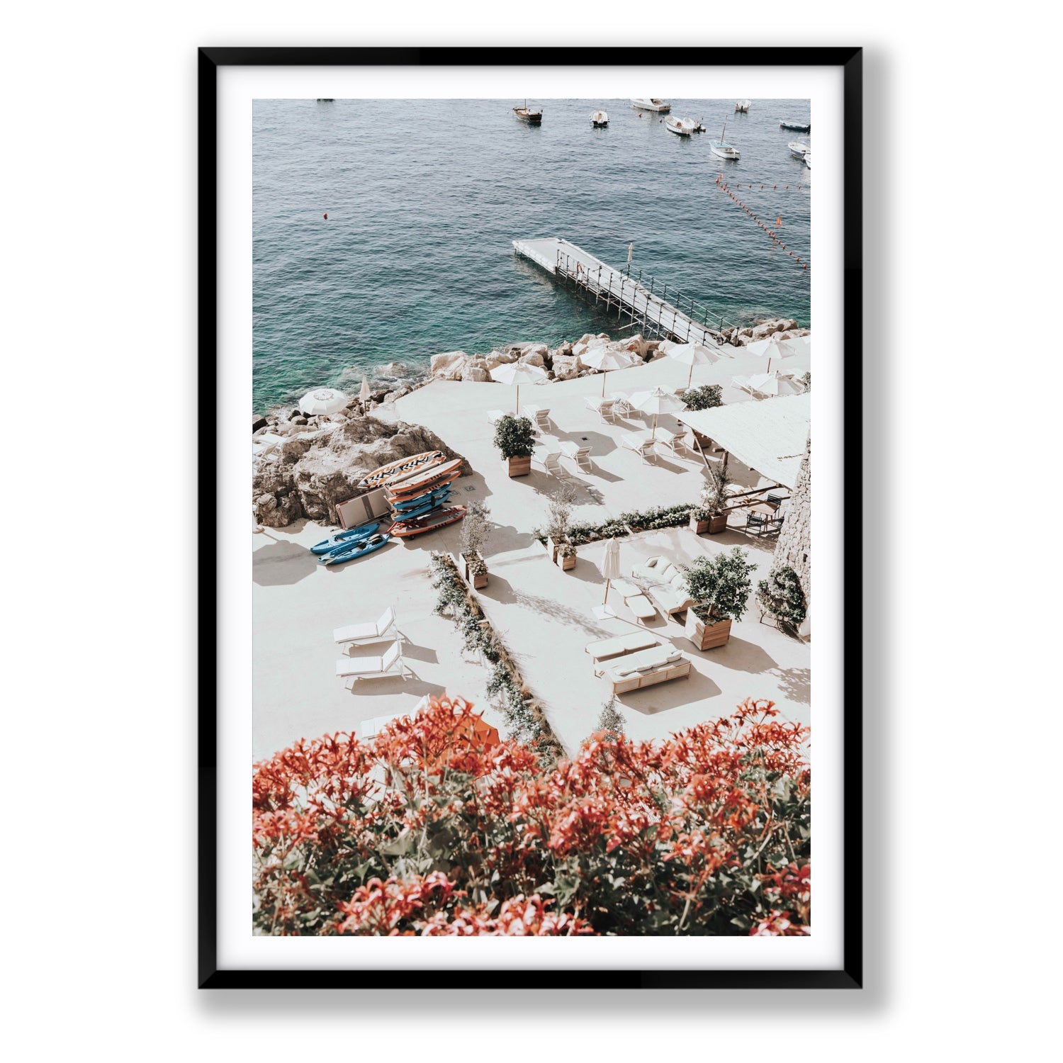 A Work of Art Amalfi coastal wall art Statement fine art print in black frame with matboard