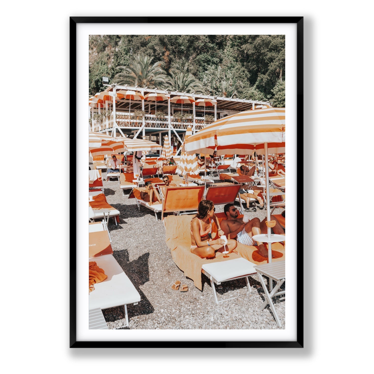Lounging In Lido fine art print, Positano, Italy, Statement, Black Frame · Matboard, Fine Art Print