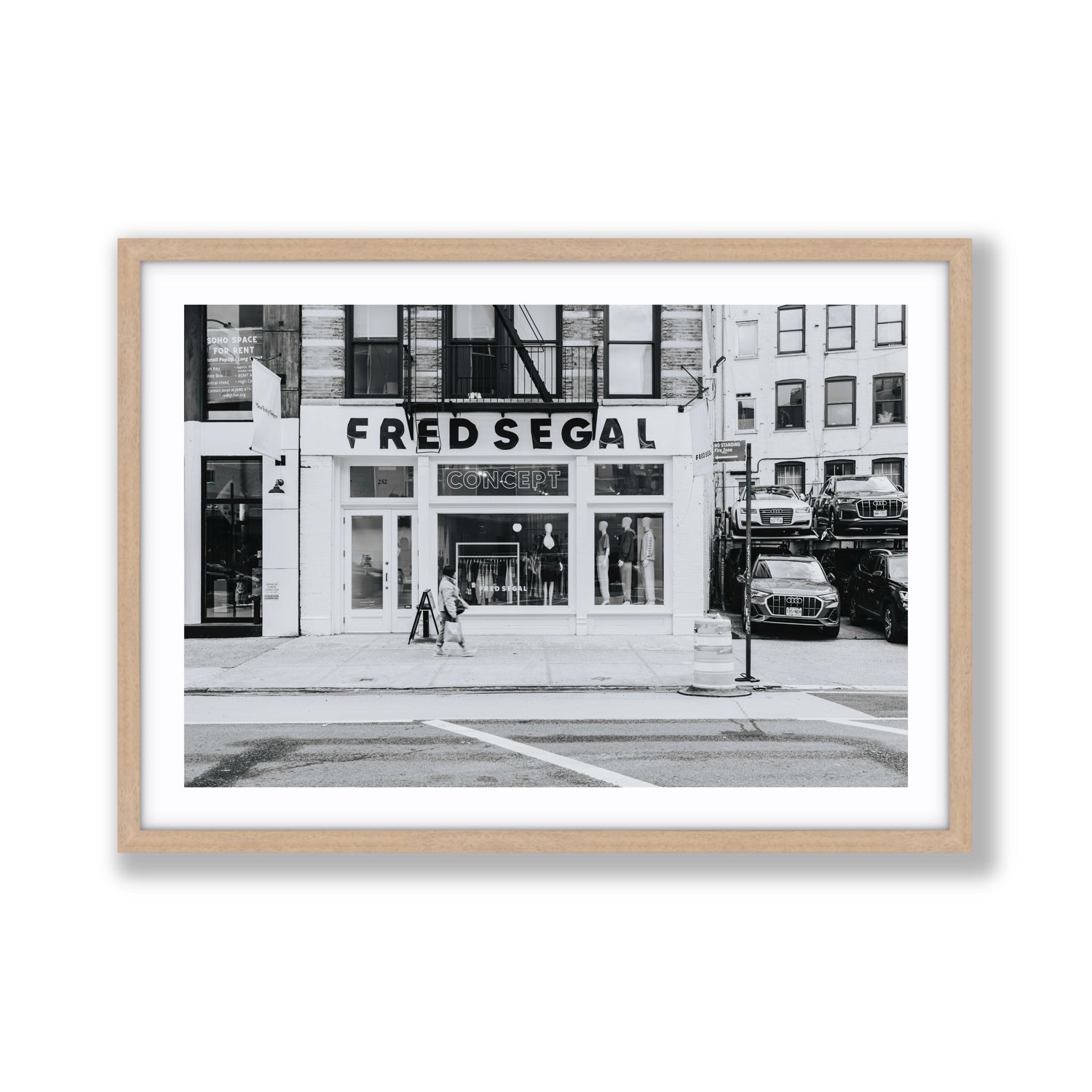 Noir York New York NYC Black & White wall art Giant fine art print in natural oak frame with matboard