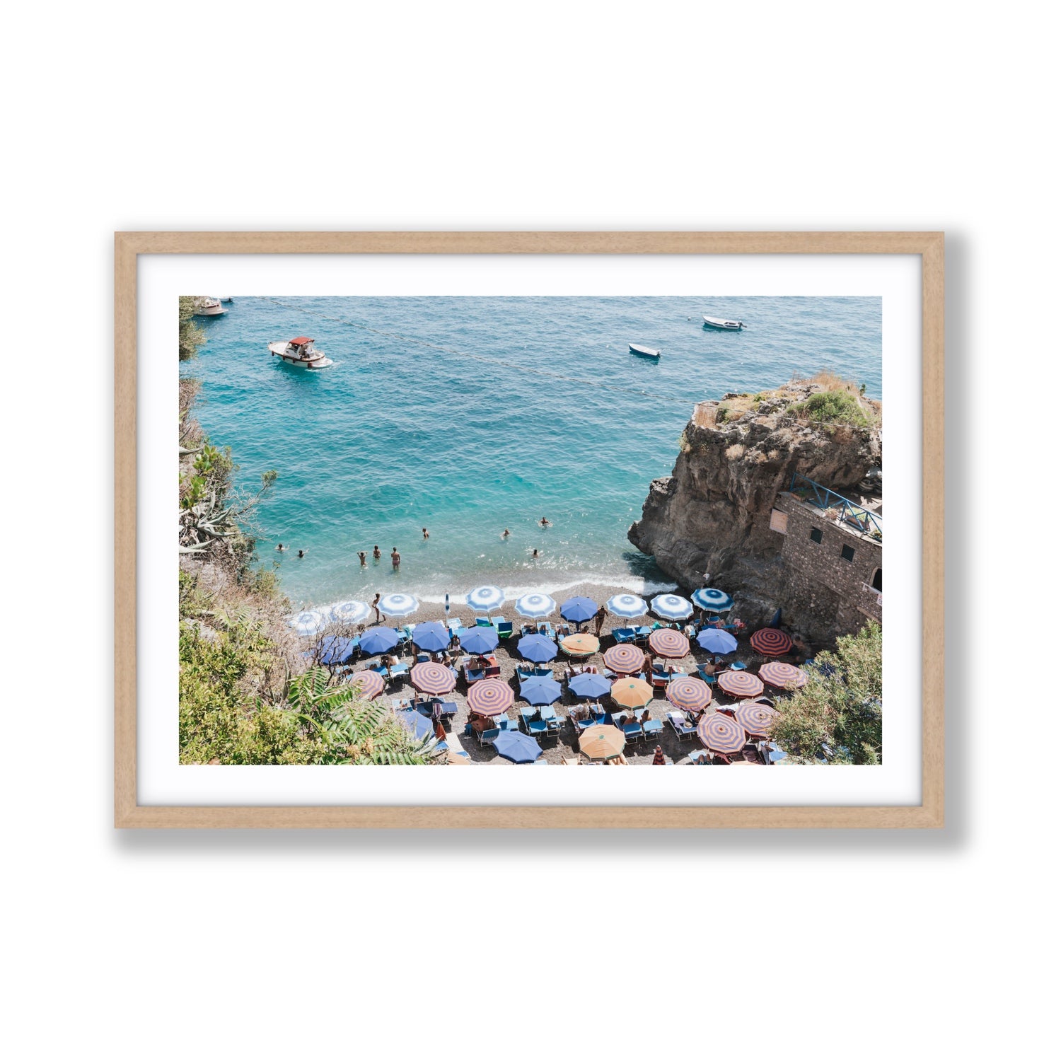 The Cove fine art print, Positano, Italy, Giant, Natural Oak Frame · Matboard, Fine Art Print