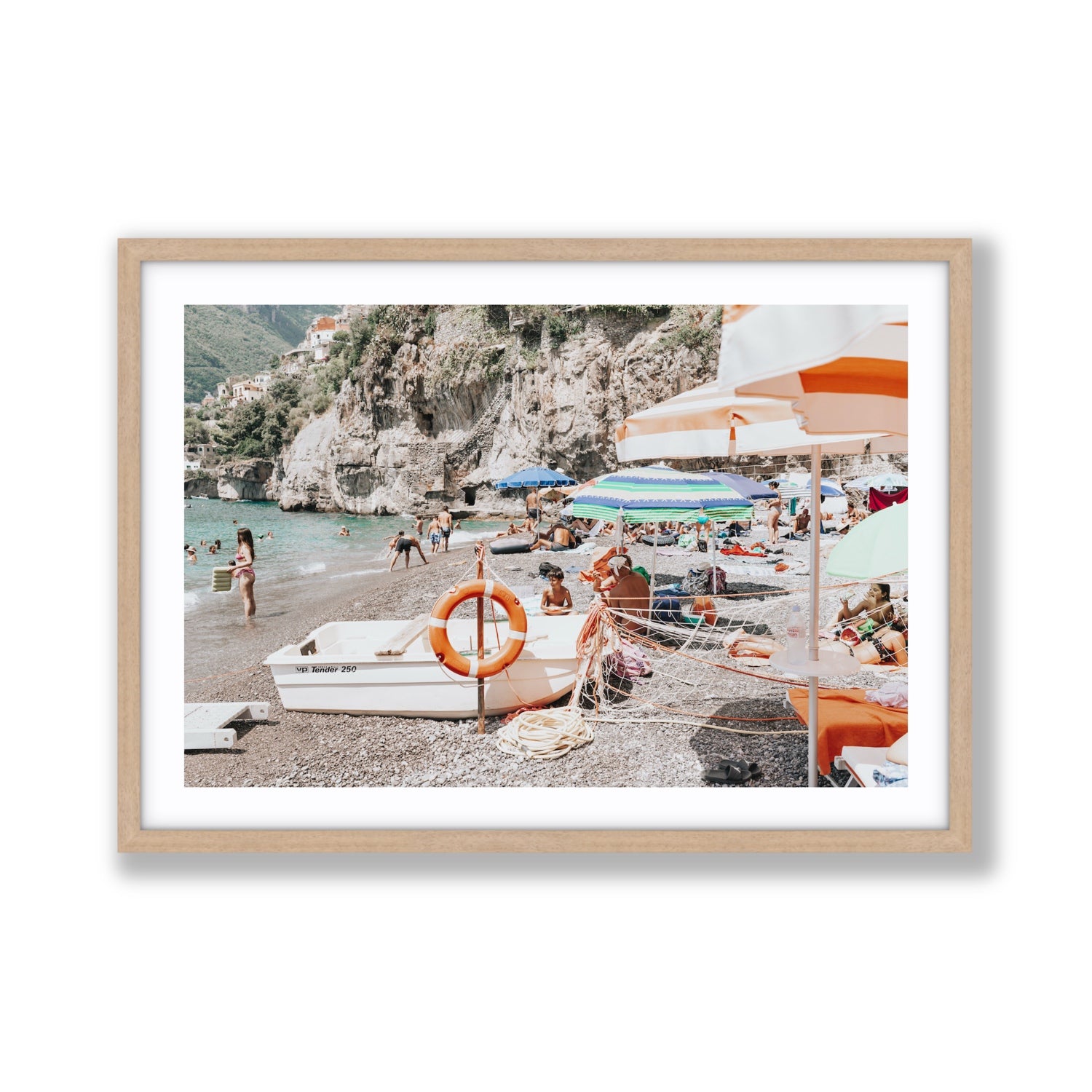 Bellezza By The Bay fine art print, Positano, Italy, Giant, Natural Oak Frame · Matboard, Fine Art Print