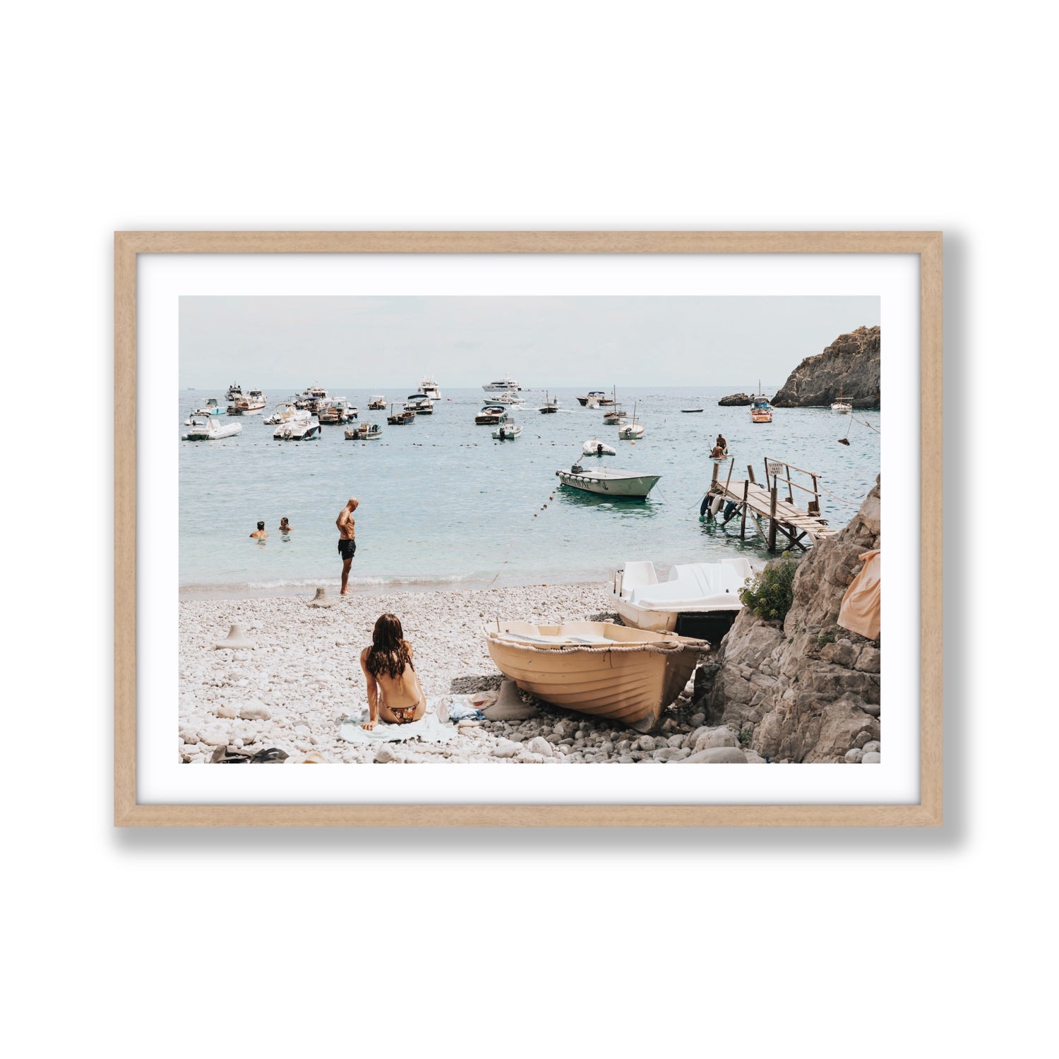 L'Osservatore Nerano wall art Giant fine art print in natural oak frame with matboard
