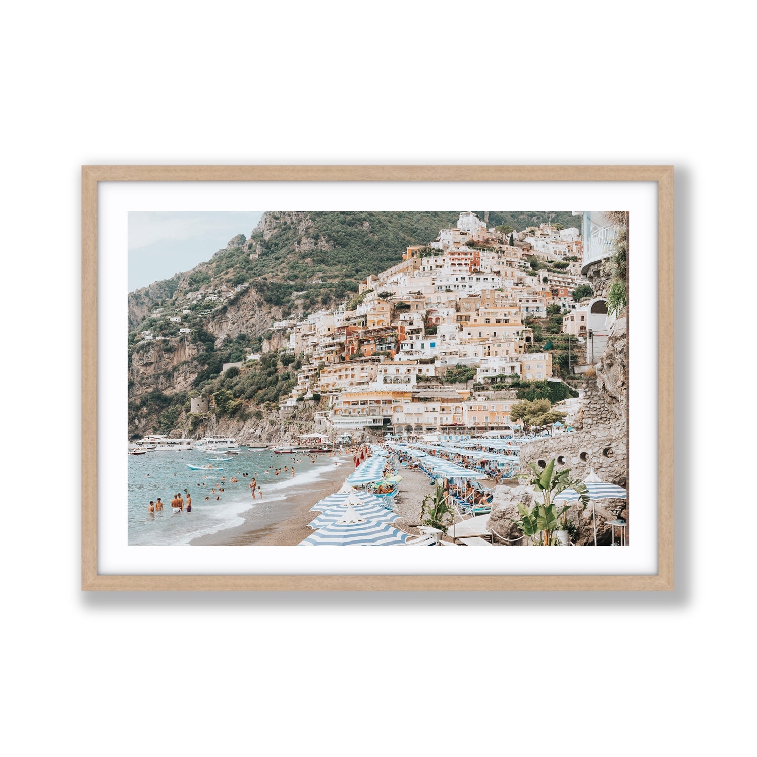 Villagio Sul Mare fine art print, Positano, Italy, Giant, Natural Oak Frame · Matboard, Fine Art Print
