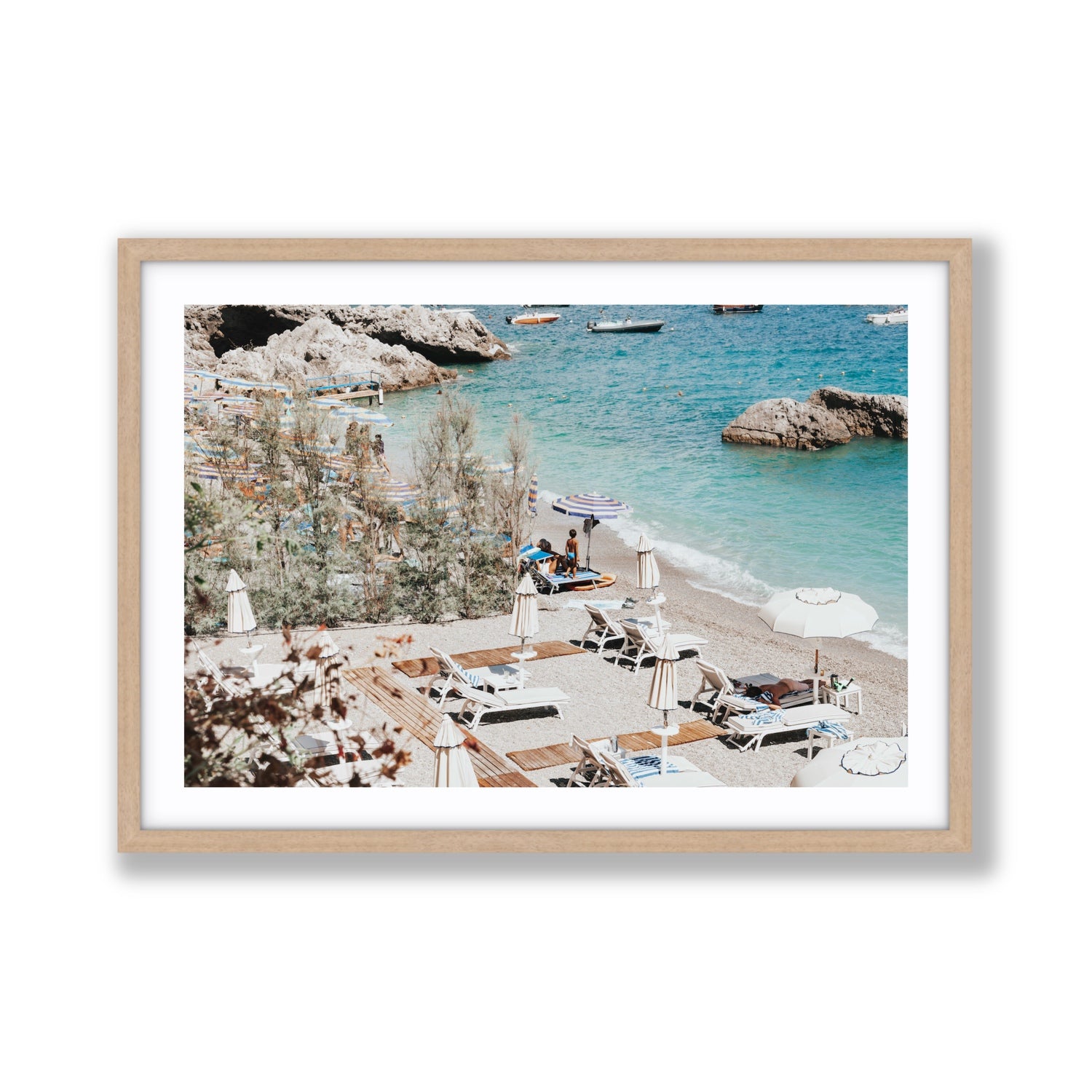 Life Could Be A Dream Amalfi wall art Giant fine art print in natural oak frame with matboard