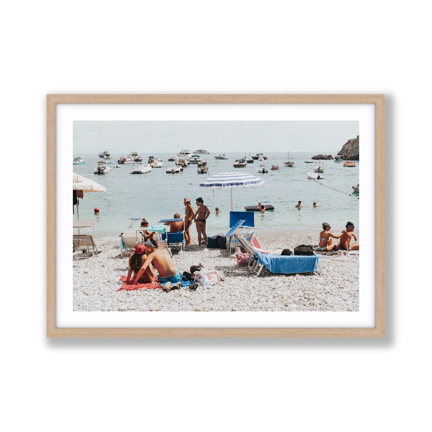 The Kiss Nerano wall art Giant fine art print in natural oak frame with matboard