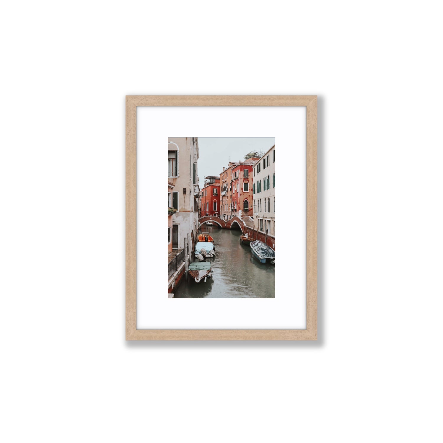 City of Water Venice Italian Mediterranean decor wall art Small fine art print in natural oak frame with matboard