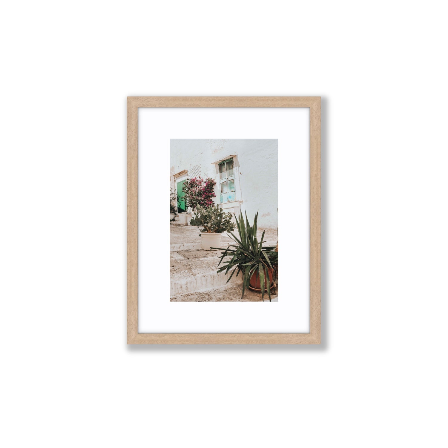 Giardino Segreto Puglia Ostuni wall art Small fine art print in natural oak frame with matboard