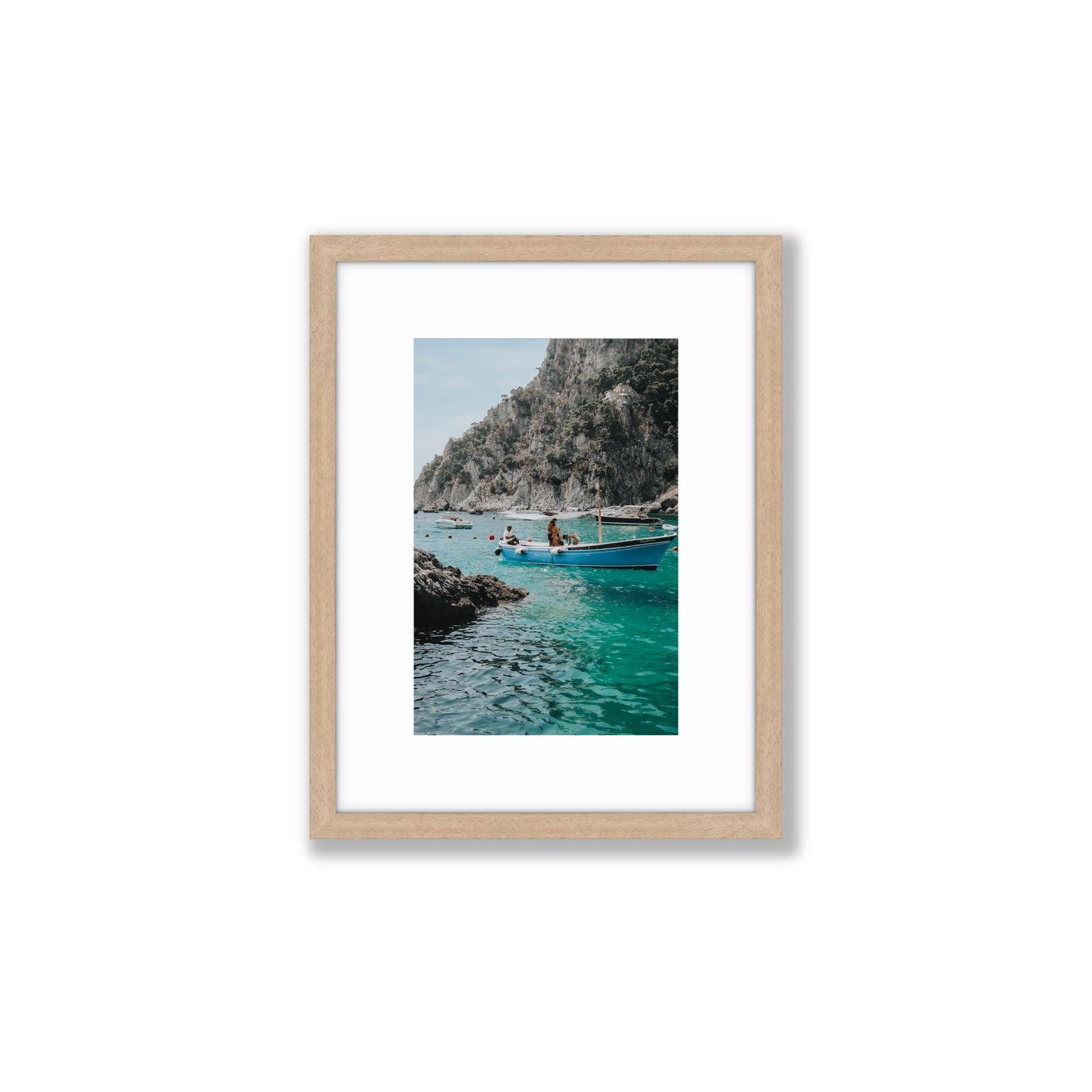 Emerald Escape fine art print, Capri, Italy, Small, Natural Oak Frame · Matboard, Fine Art Print