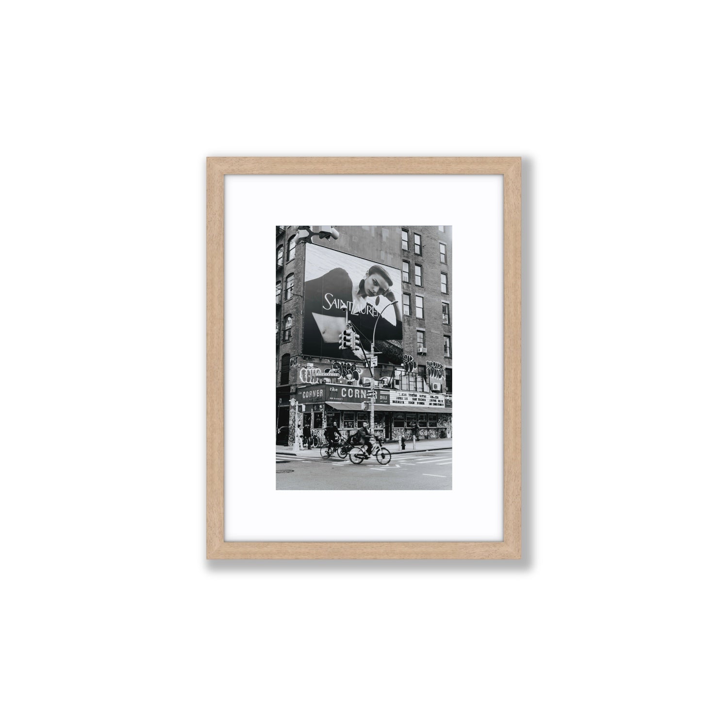 Runway To Rooftops New York NYC Black & White wall art Small fine art print in natural oak frame with matboard