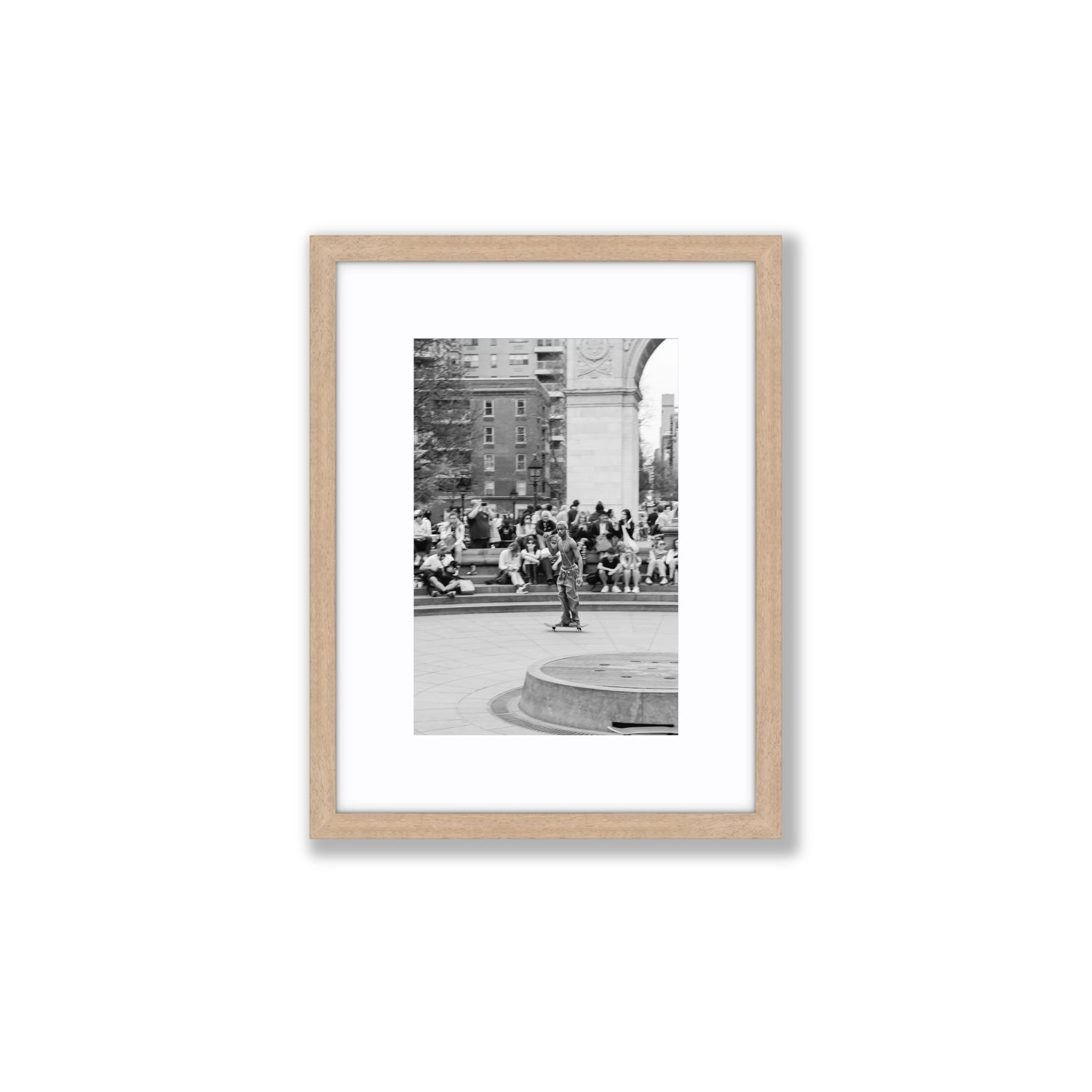 Parkside Pirouettes New York NYC Black & White wall art Small fine art print in natural oak frame with matboard