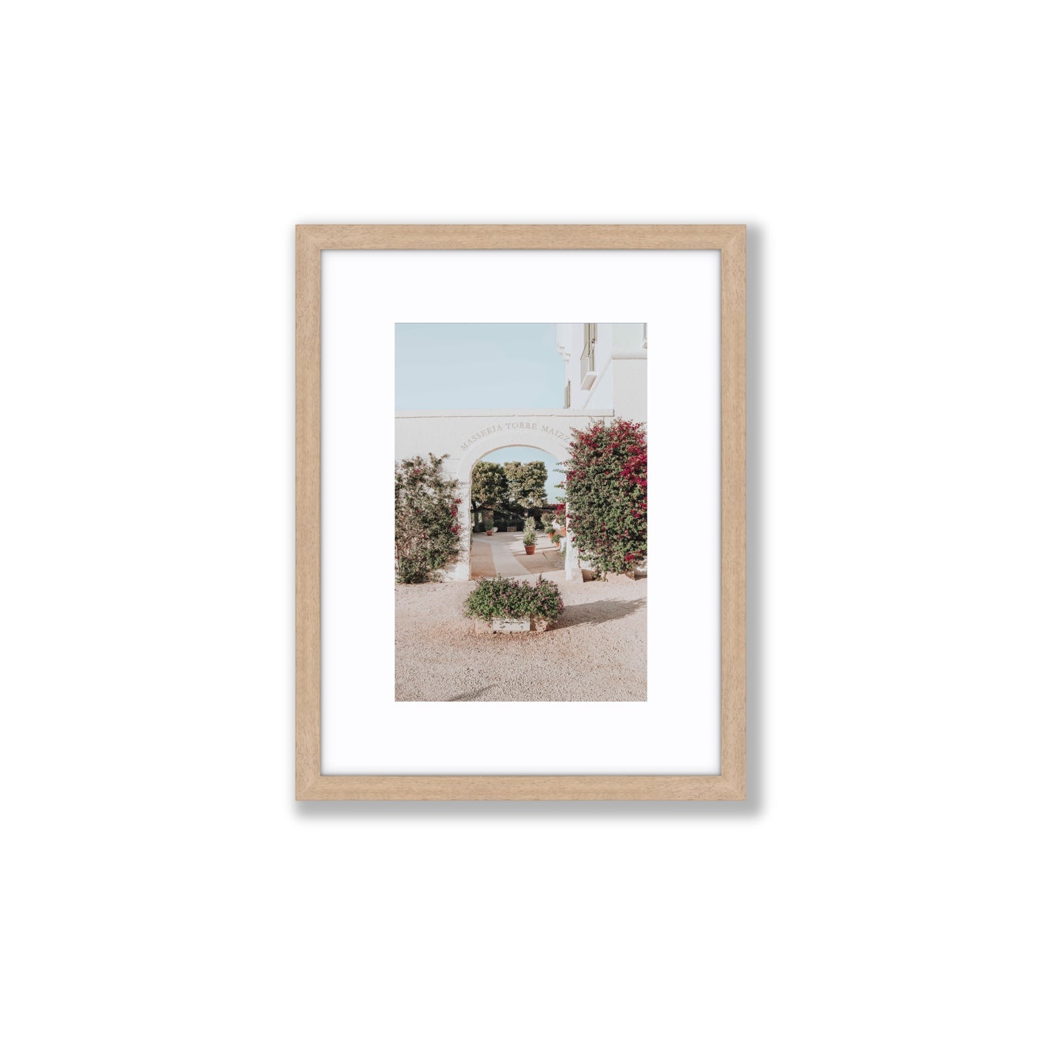 Torre Maizza Puglia Italian wall art Small fine art print in natural oak frame with matboard