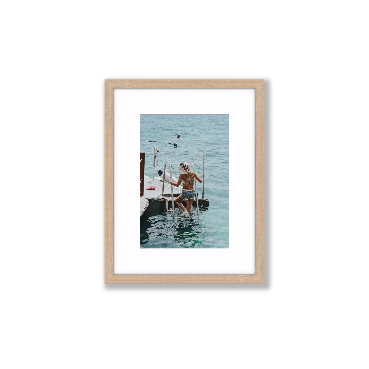 Little Mermaid Capri Mediterranean wall art Small fine art print in natural oak frame with matboard
