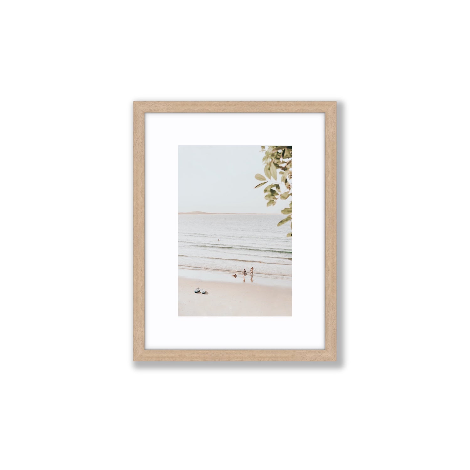 Walking On Sunshine fine art print, Noosa, Australia, coastal scenes artwork, Small, Natural Oak Frame · Matboard, Fine Art Print