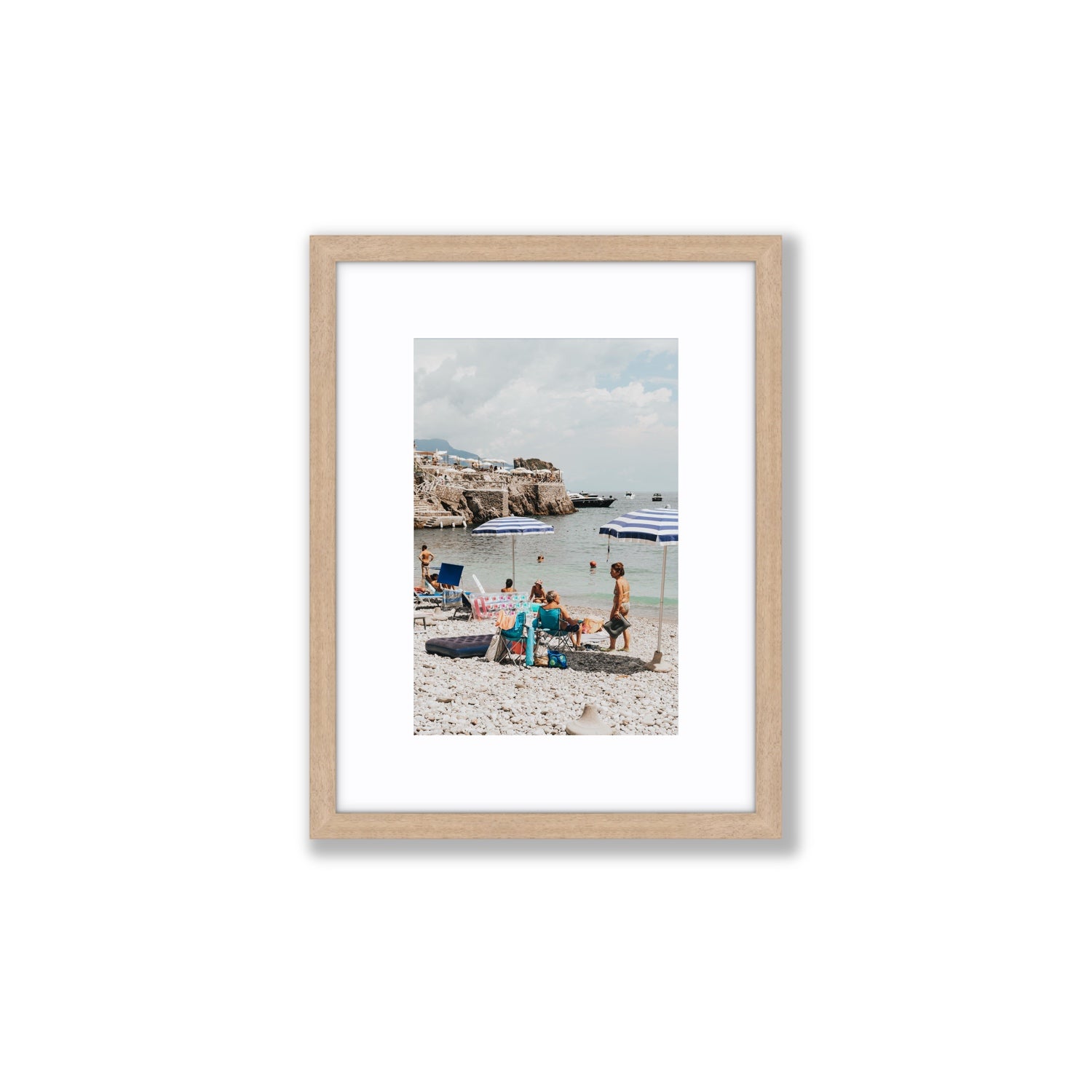 Couple Goals Nerano Amalfi Coast coastal wall art Small fine art print in natural oak frame with matboard