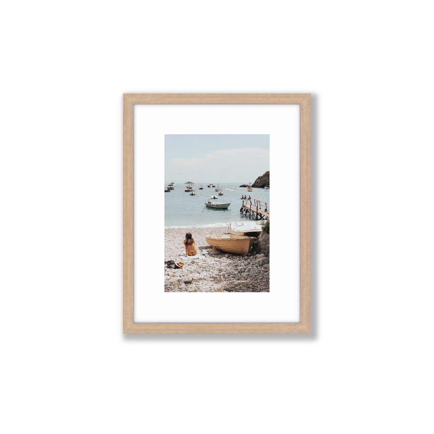 Solo Sojourn Nerano wall art Small fine art print in natural oak frame with matboard
