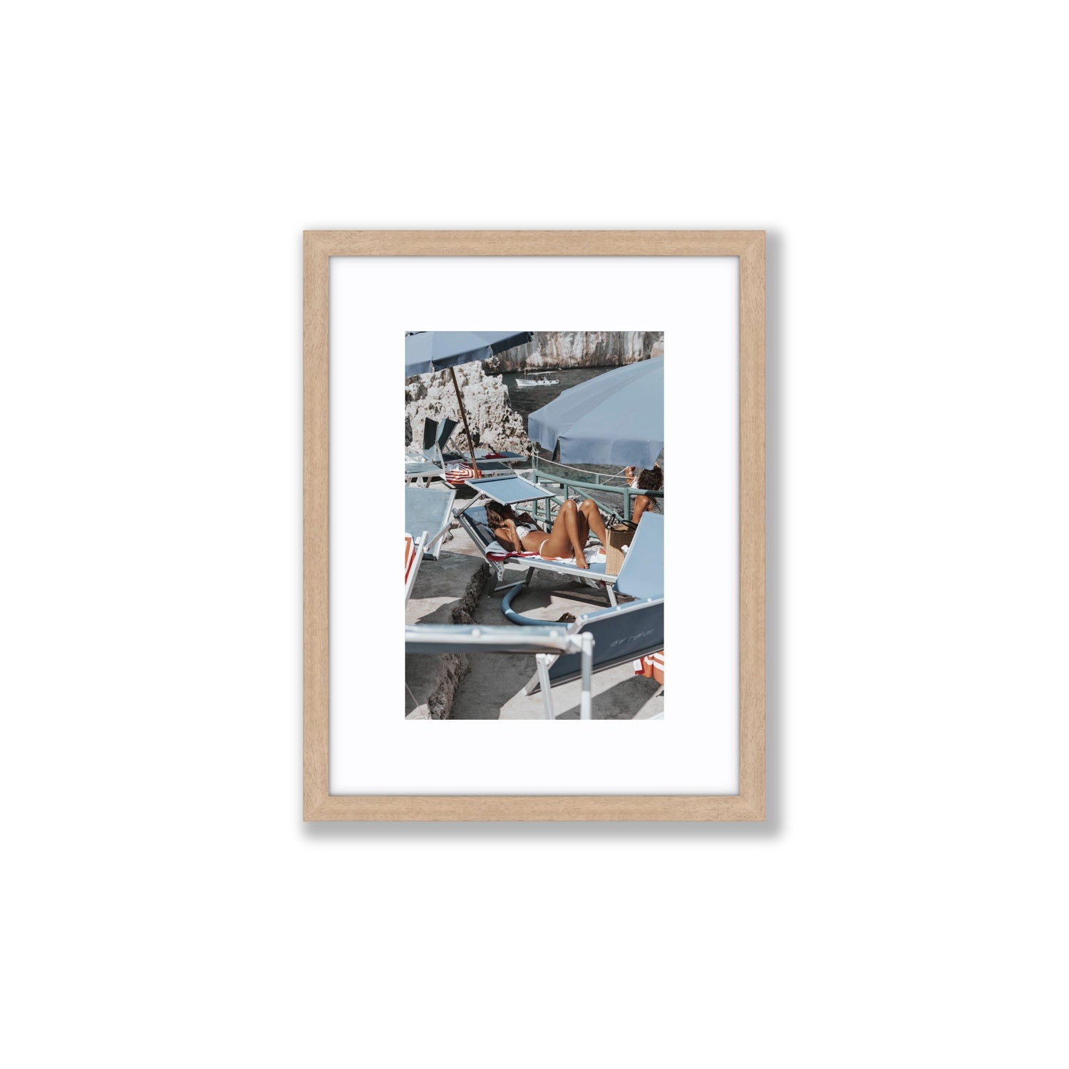 Beach Babe fine art print, Capri, Italy, Small, Natural Oak Frame · Matboard, Fine Art Print
