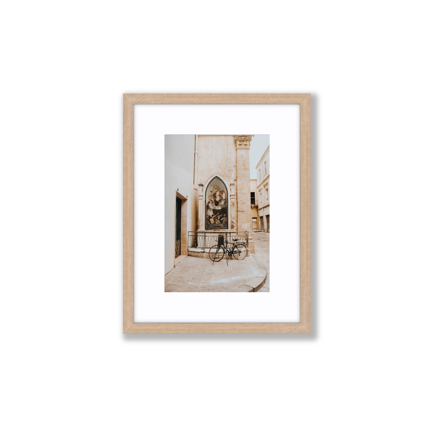 La Chiesa Puglia Otranto Italian wall art Small fine art print in natural oak frame with matboard