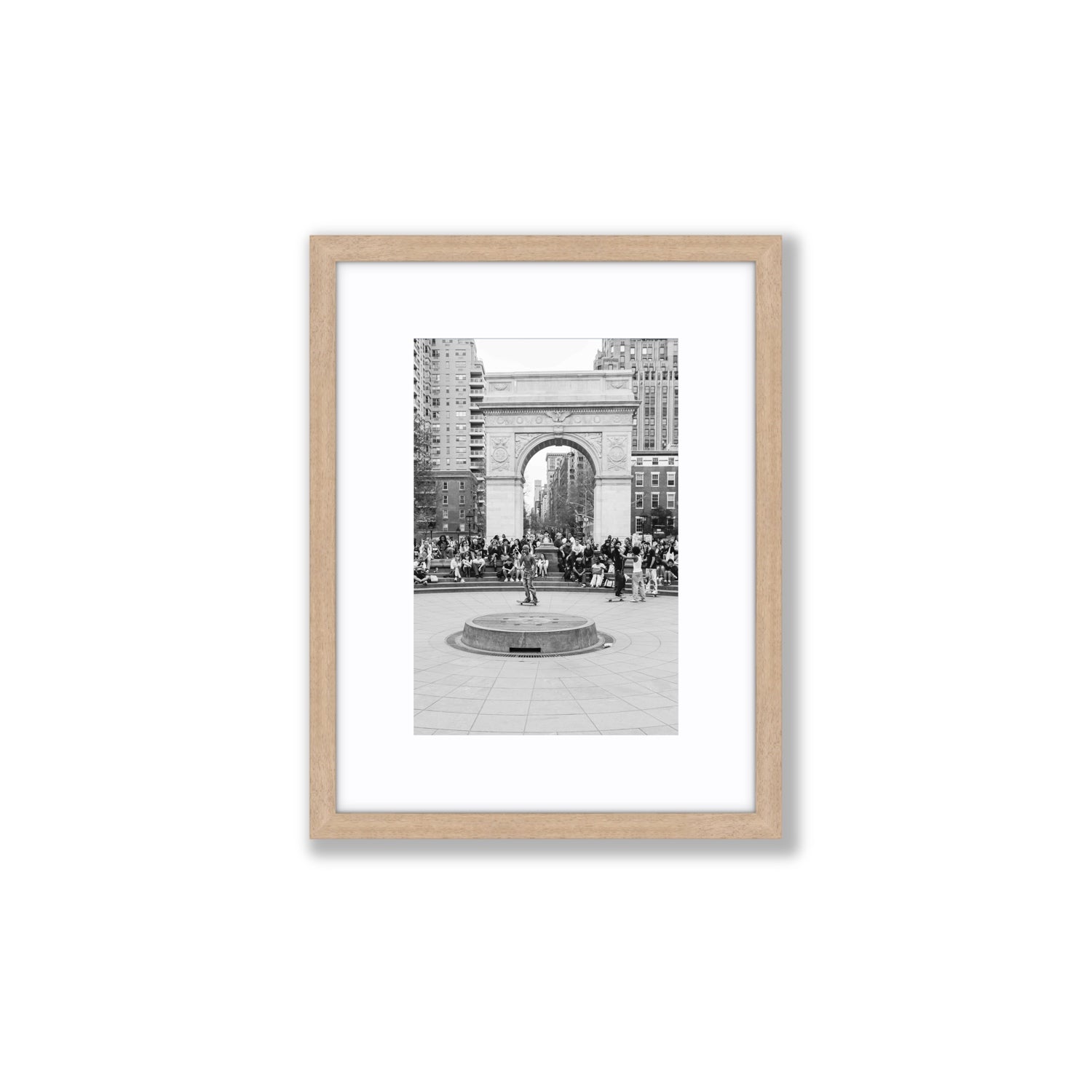 Concrete Conqueror New York NYC Skateboard wall art Small fine art print in natural oak frame with matboard