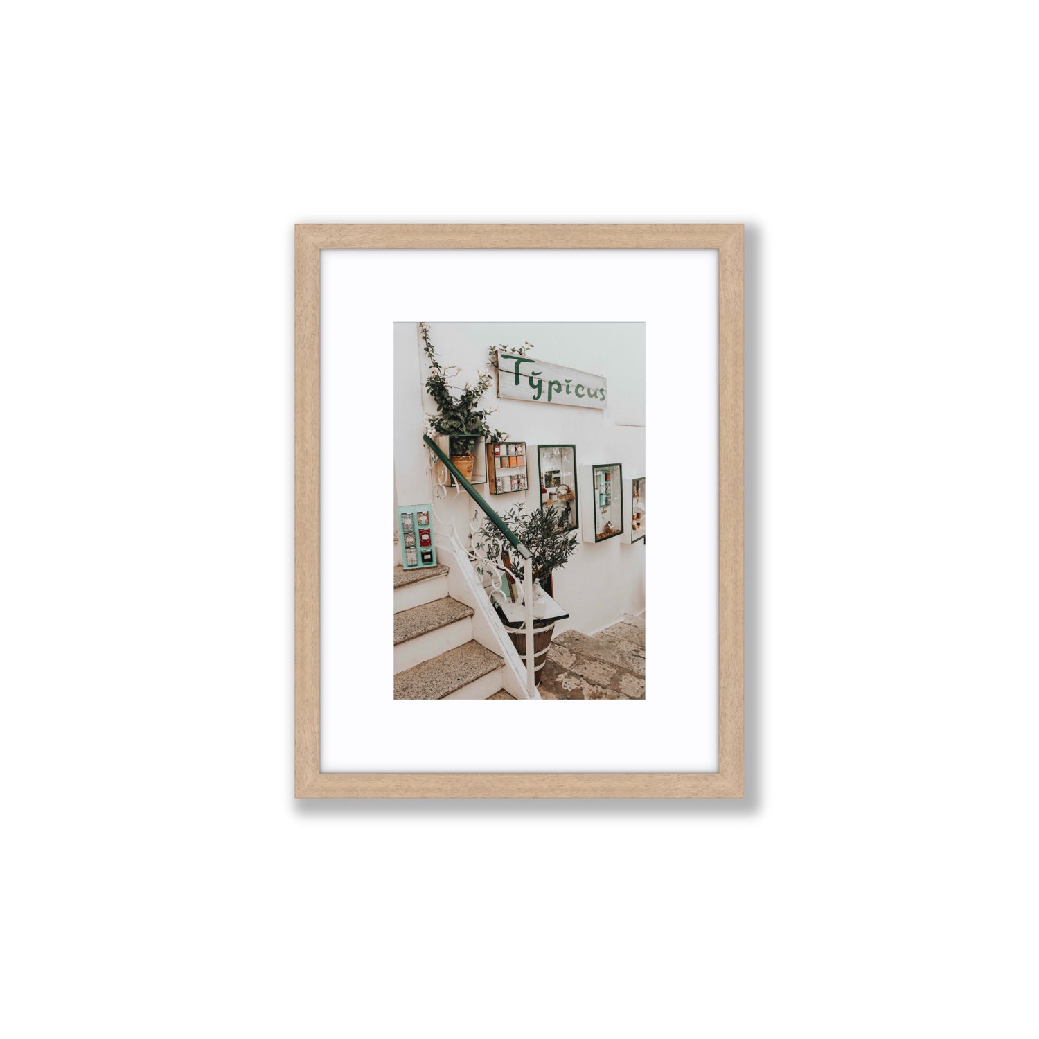 Il Negozio Puglia Ostuni wall art Small fine art print in natural oak frame with matboard