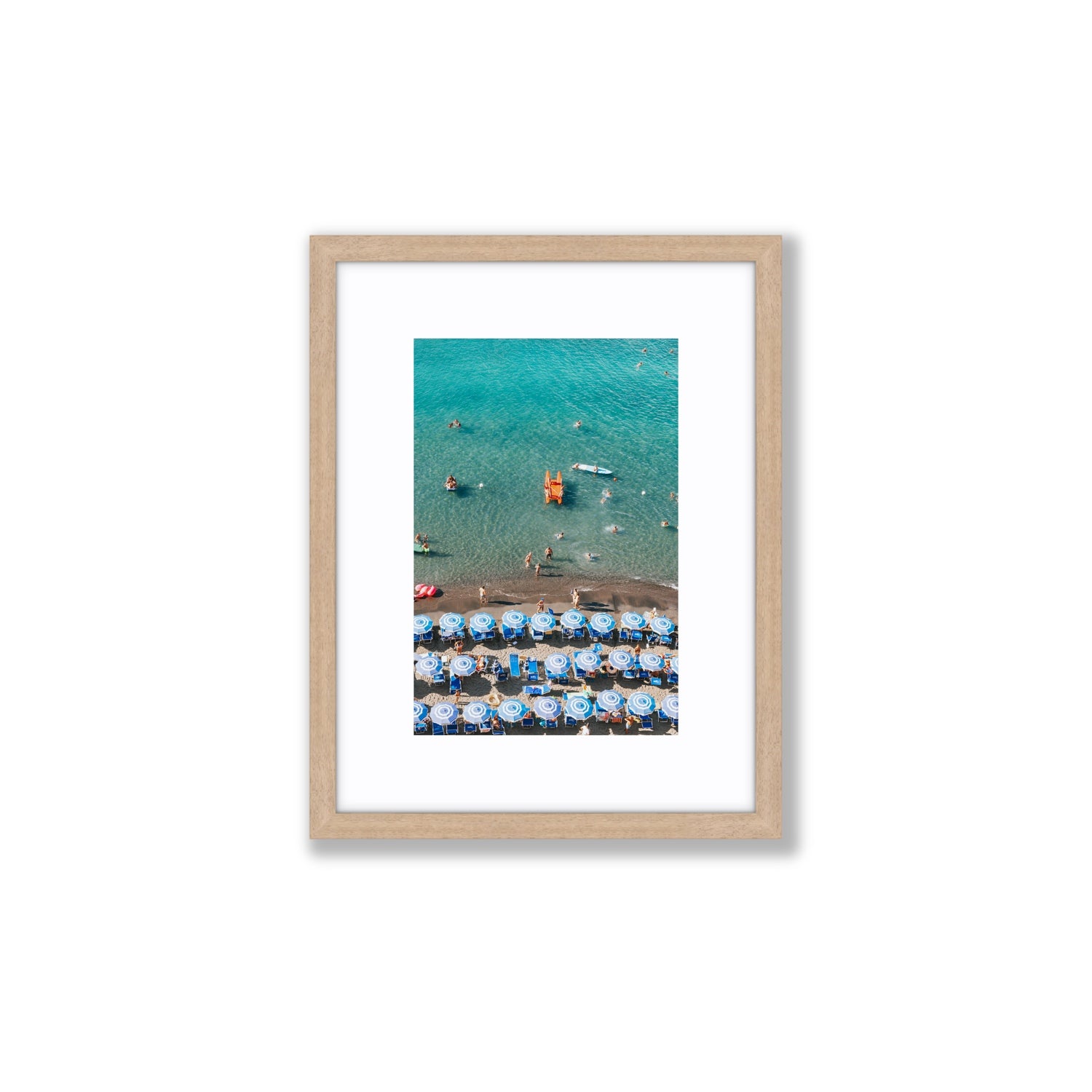 Aquamarine Oasis Sorrento Italian coastal wall art Small fine art print in natural oak frame with matboard