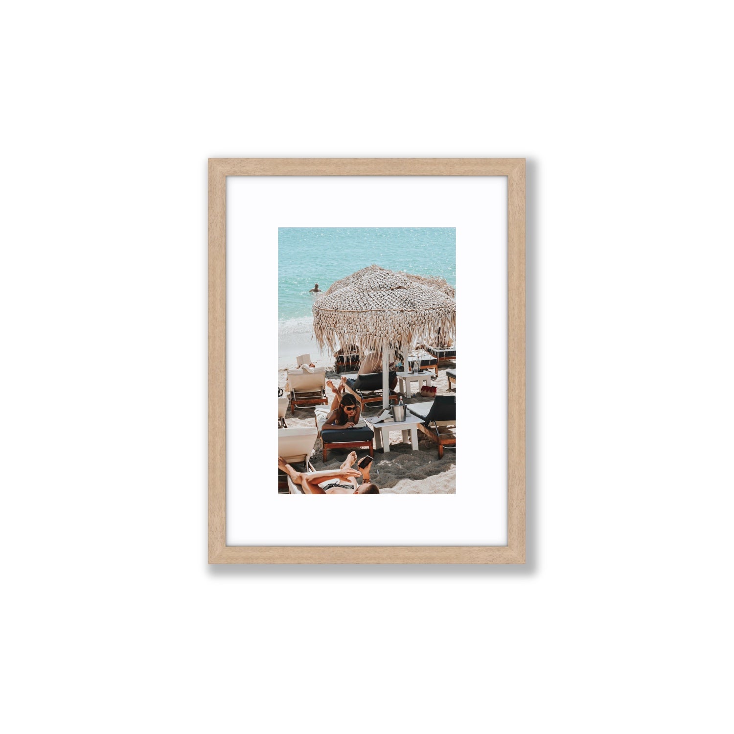 In The Zone Mykonos Greek island wall art Small fine art print in natural oak frame with matboard