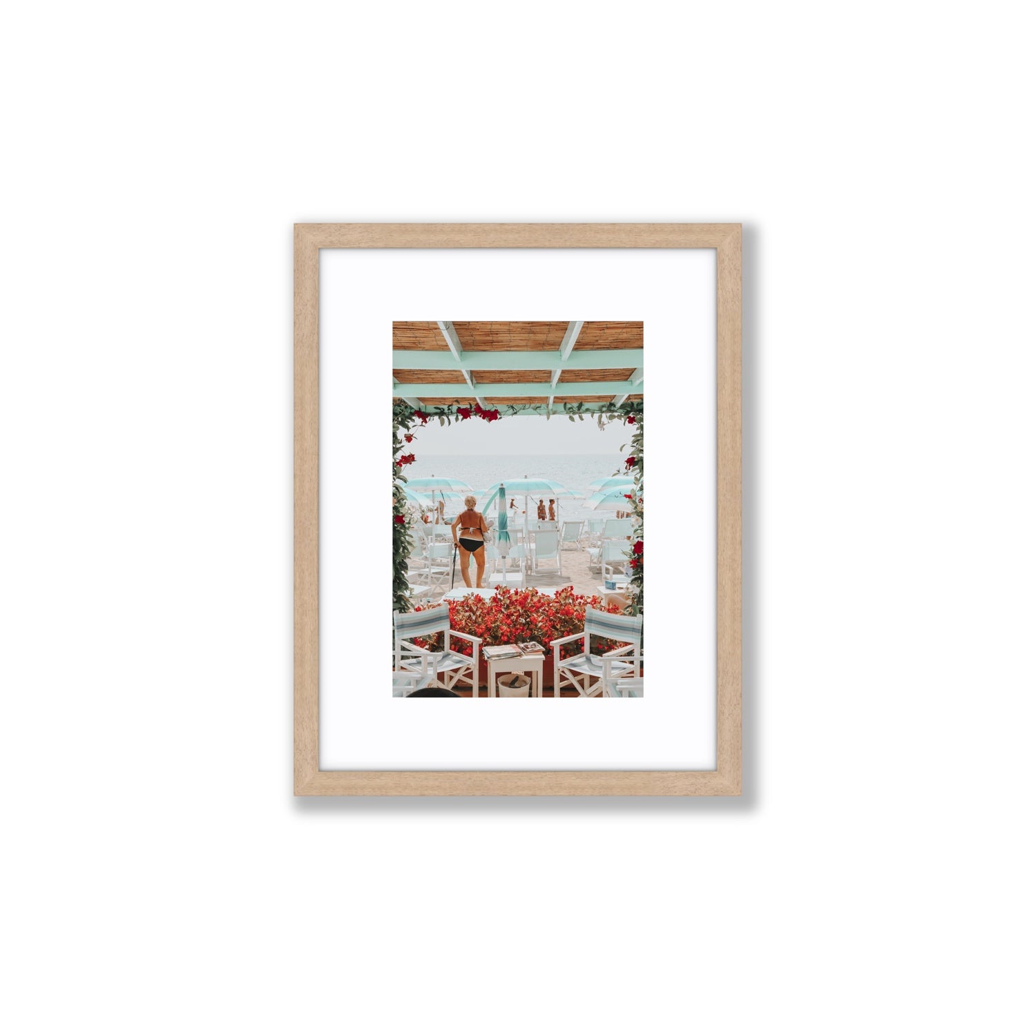 Nonna's Italian Escape Alassio Italian wall art Small fine art print in natural oak frame with matboard