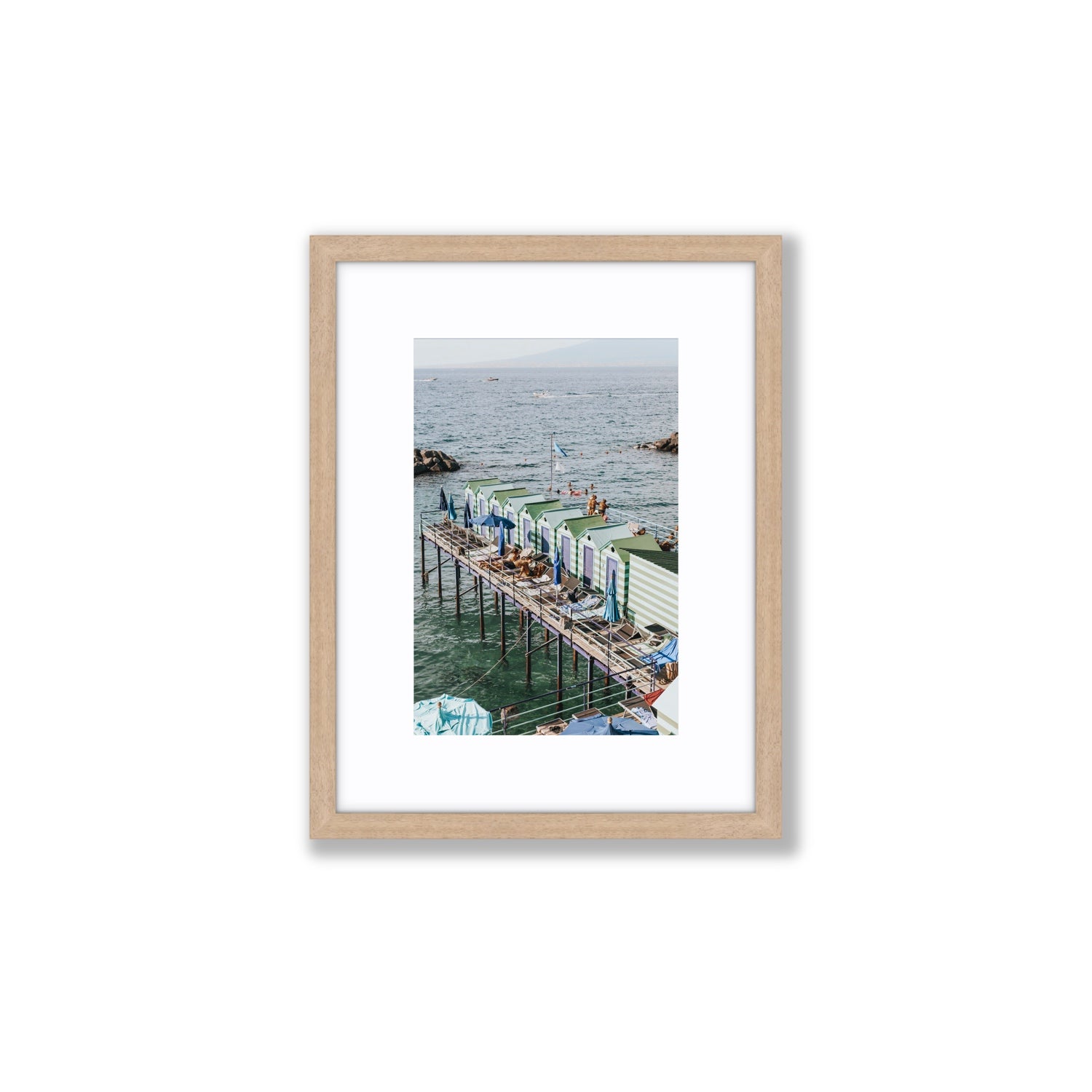 Cabine da Spiaggia fine art print, Sorrento, Italy, Small, Natural Oak Frame · Matboard, Fine Art Print