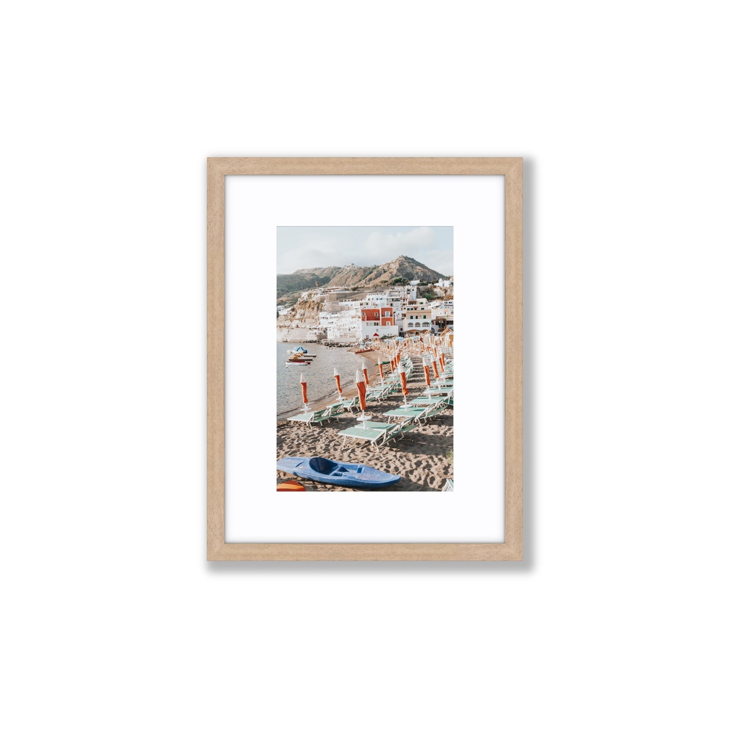 L'Isola del Paradiso Ischia Mediterranean wall art Small fine art print in natural oak frame with matboard