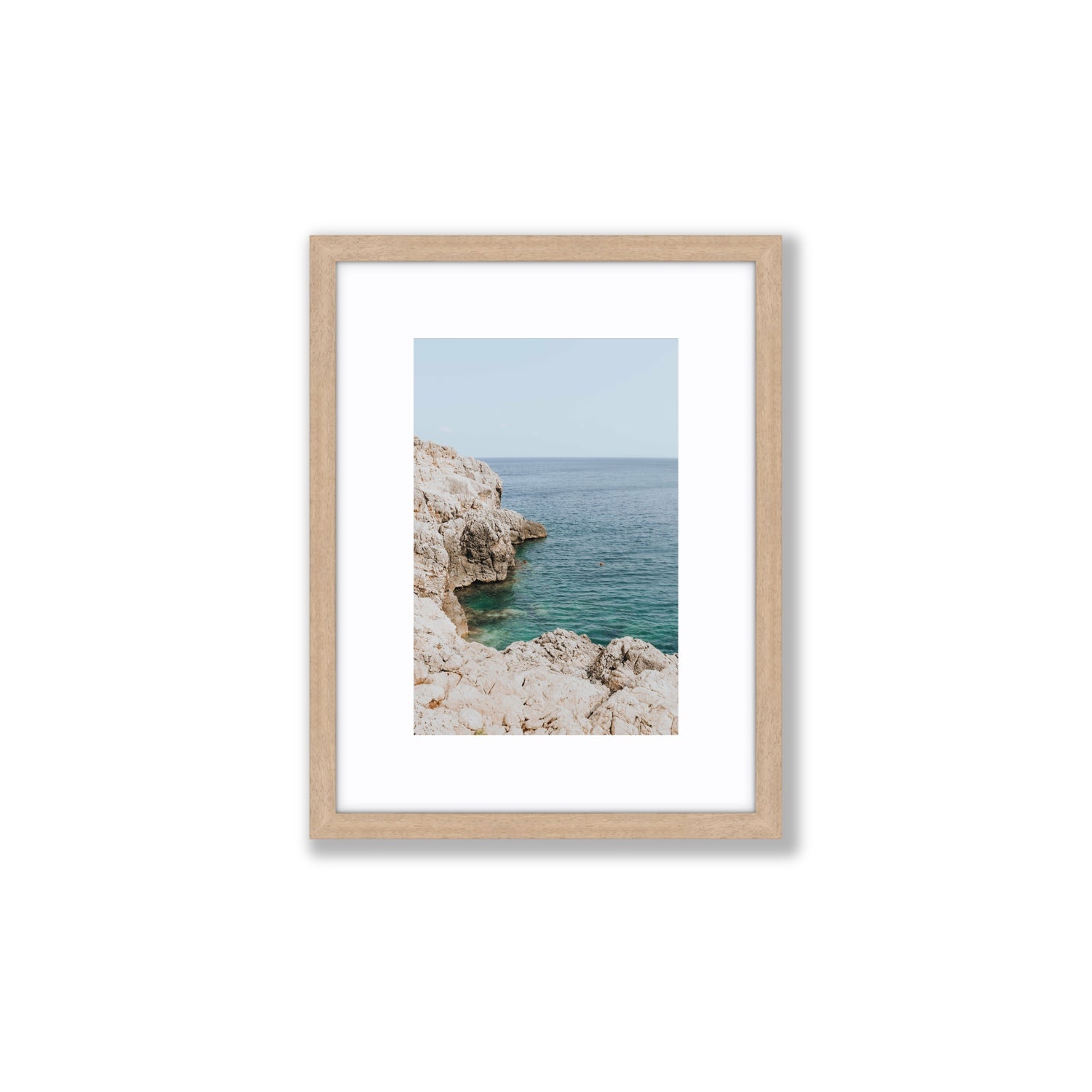 Healing Immersion Puglia Wall Mediterranean fine art print Small fine art print in natural oak frame with matboard