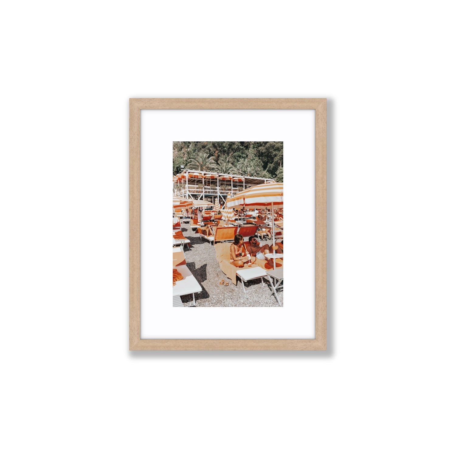 Lounging In Lido fine art print, Positano, Italy, Small, Natural Oak Frame · Matboard, Fine Art Print