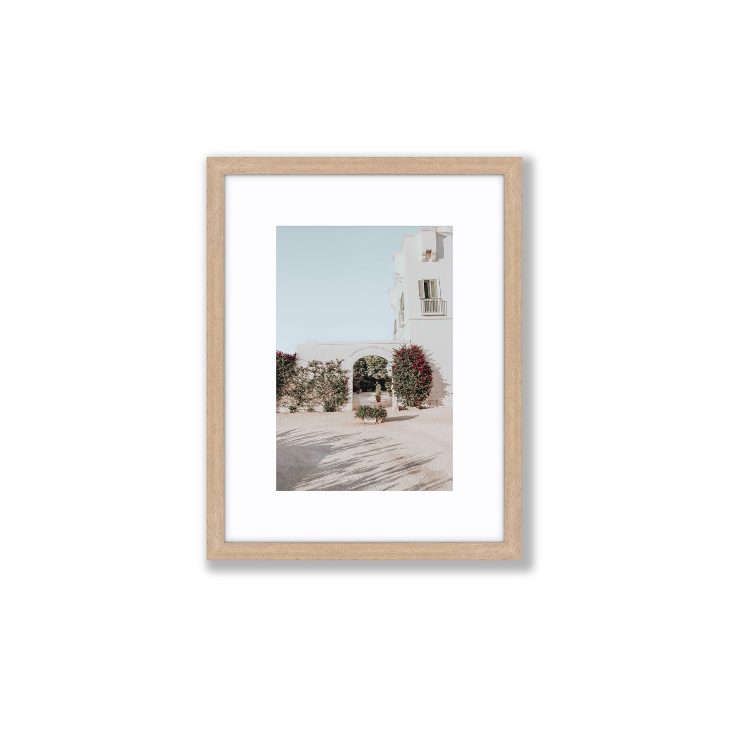 Villa Retreat fine art print, Puglia, Italy, Small, Natural Oak Frame · Matboard, Fine Art Print